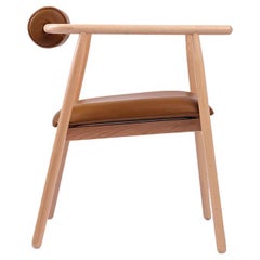 Manguito-Esszimmerstuhl aus Holz und Leder