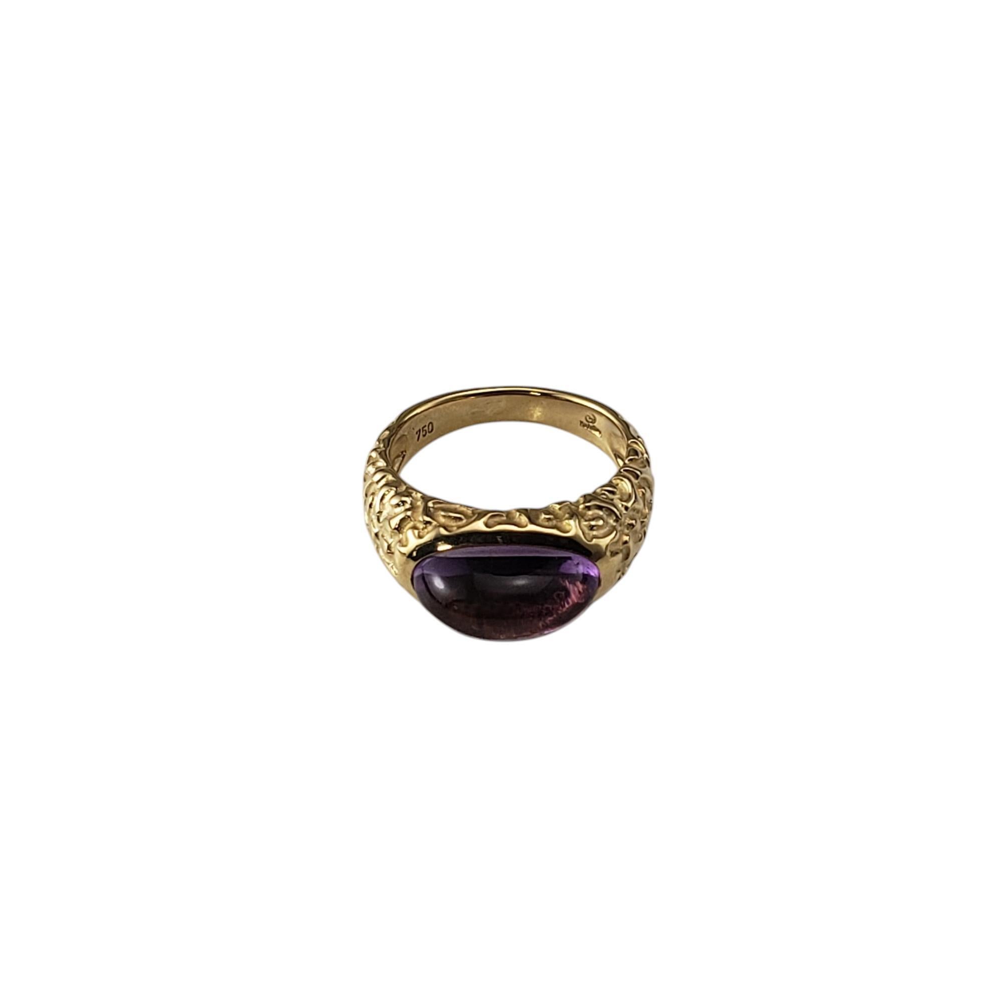 18 Karat Yellow Gold and Cabochon Amethyst Ring Size 6.5

This captivating 18K yellow gold ring features a luminous cabochon amethyst nestled in a beautifully textured gold setting. Width: 8 mm. Shank: 3 mm.

Size: 6.5

Weight: 4.6 dwt./7.2