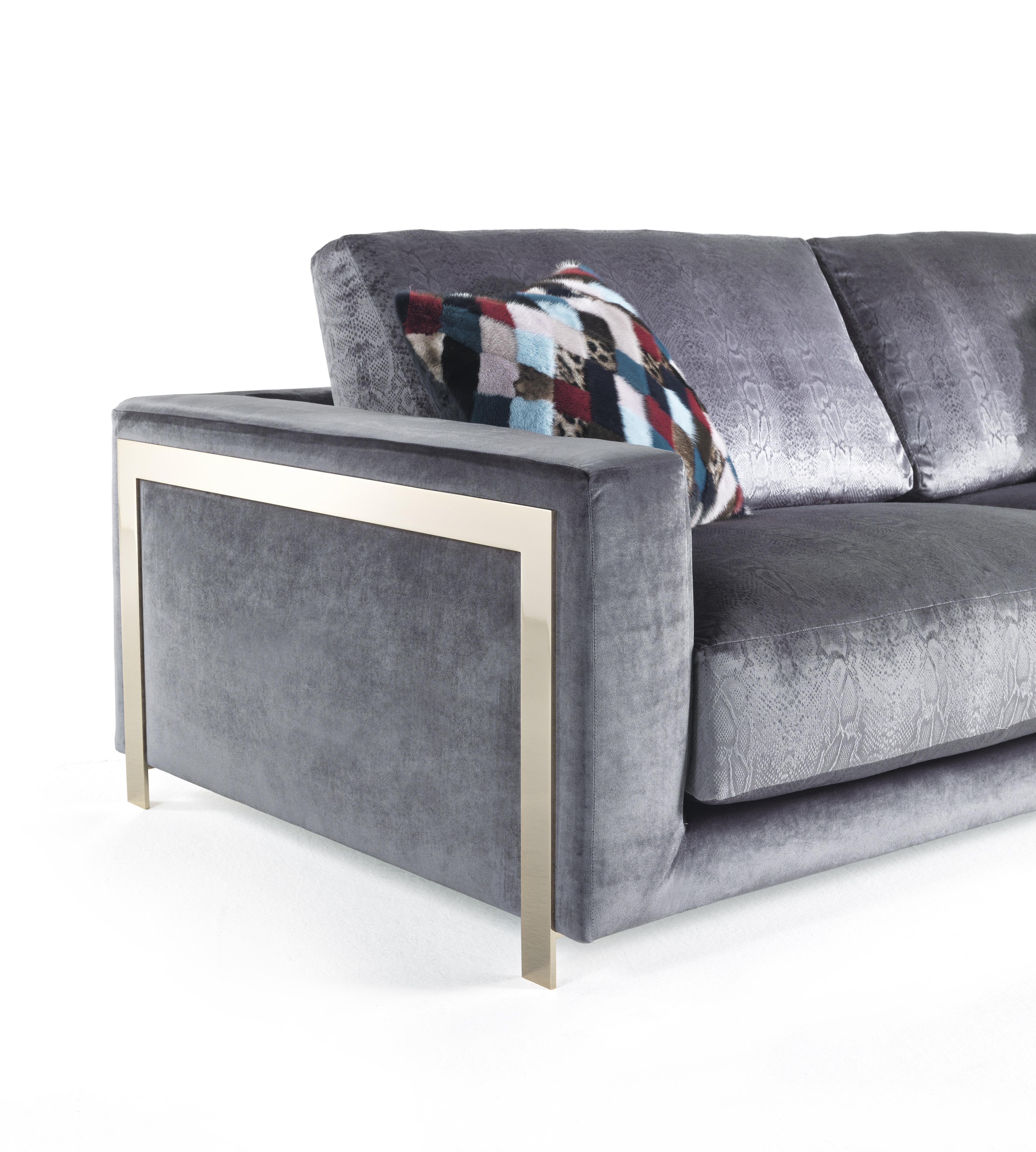 Manhattan Sofa aus grauem Stoff des 21. Jahrhunderts von Roberto Cavalli Home Interiors (Moderne) im Angebot