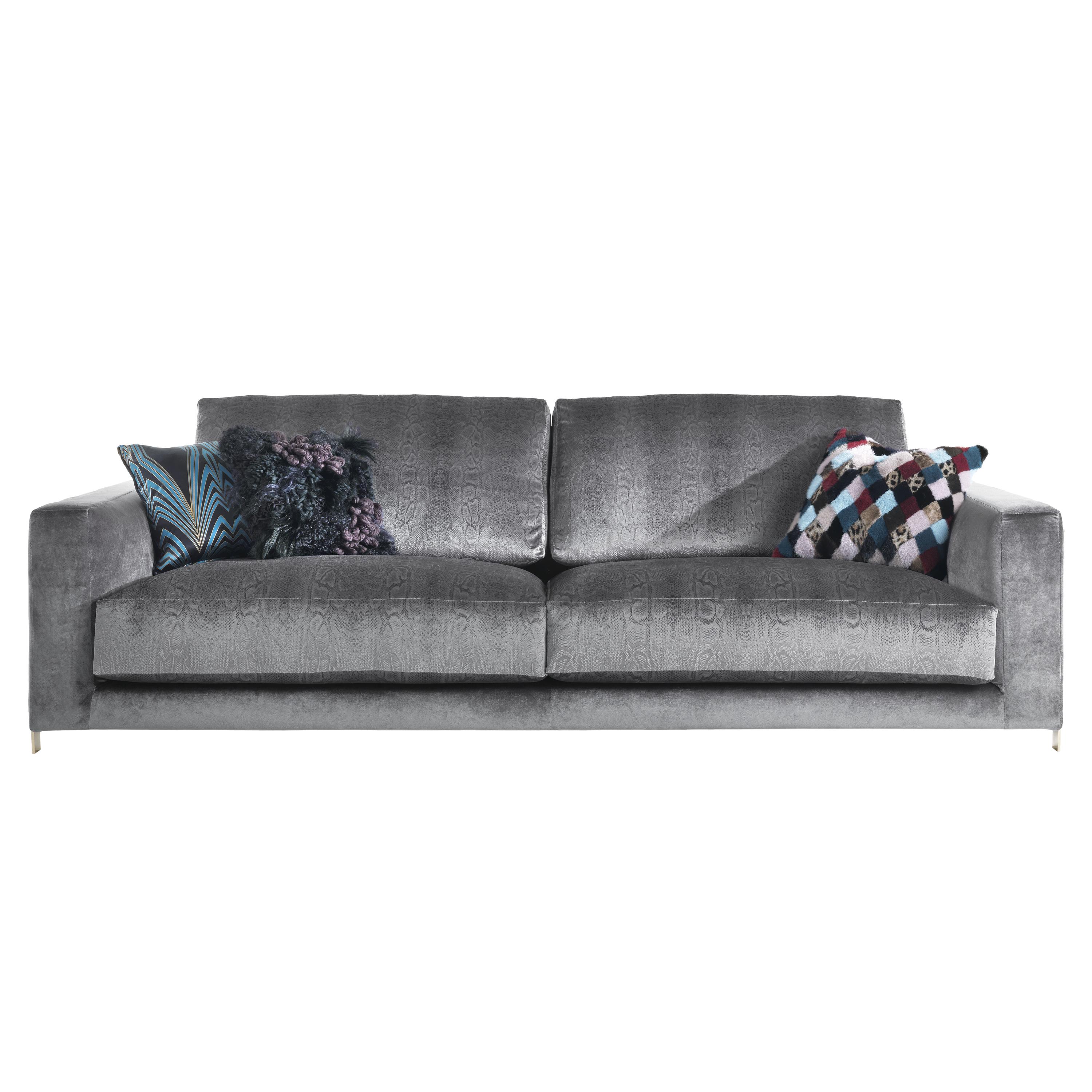 21st Century Manhattan Sofa in Grey Fabric by Roberto Cavalli Home Interiors