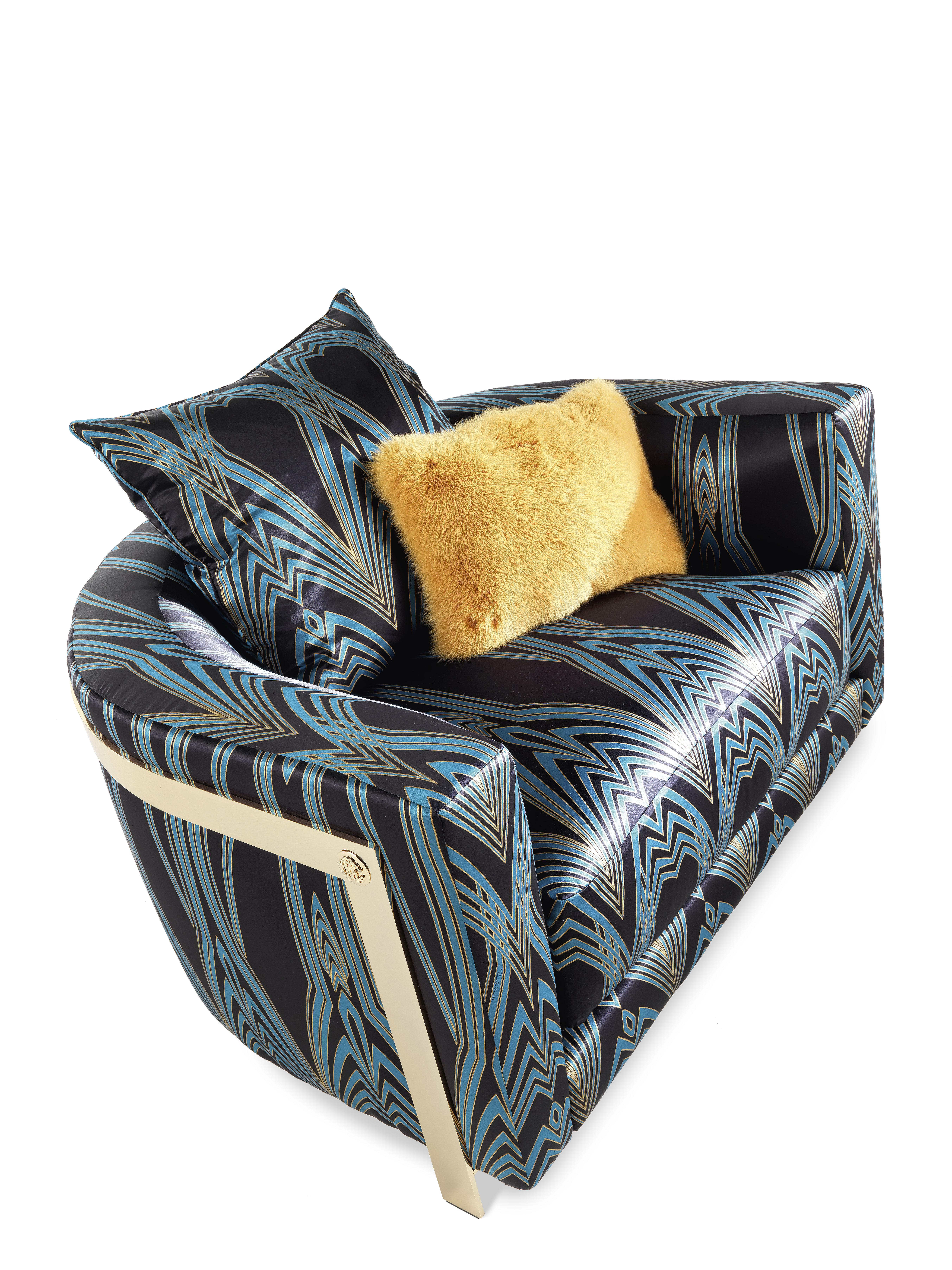 Italian 21st Century Manhattan Armchair in Fabric by Roberto Cavalli Home Interiors For Sale