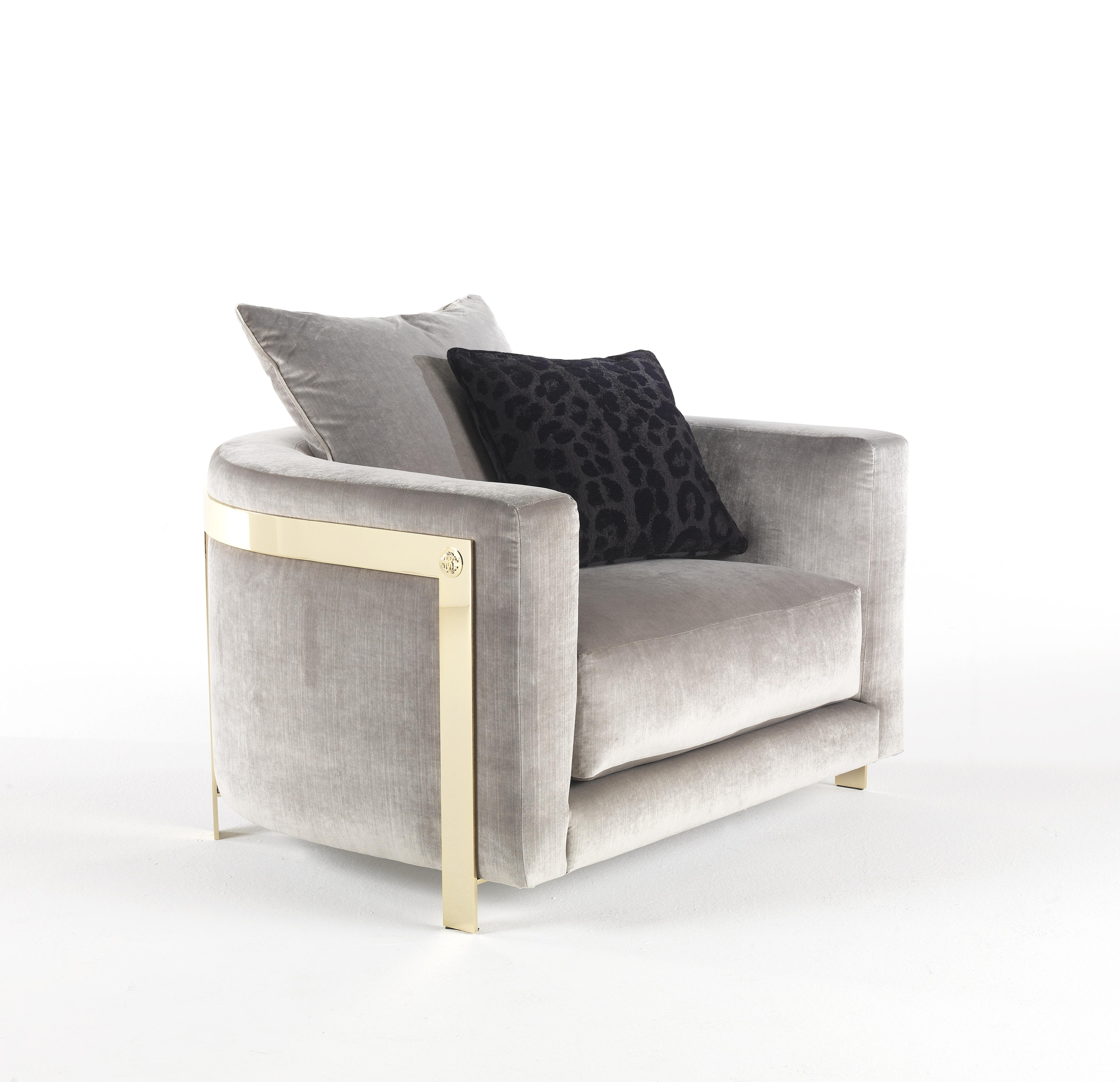Modern 21st Century Manhattan Armchair in Fabric by Roberto Cavalli Home Interiors