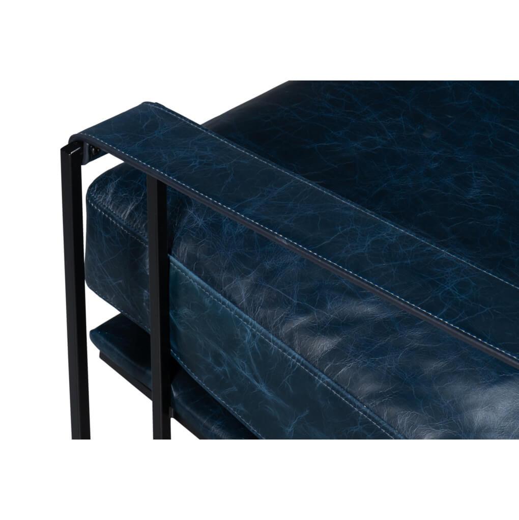 Manhattan Blue Leather Armchair For Sale 1