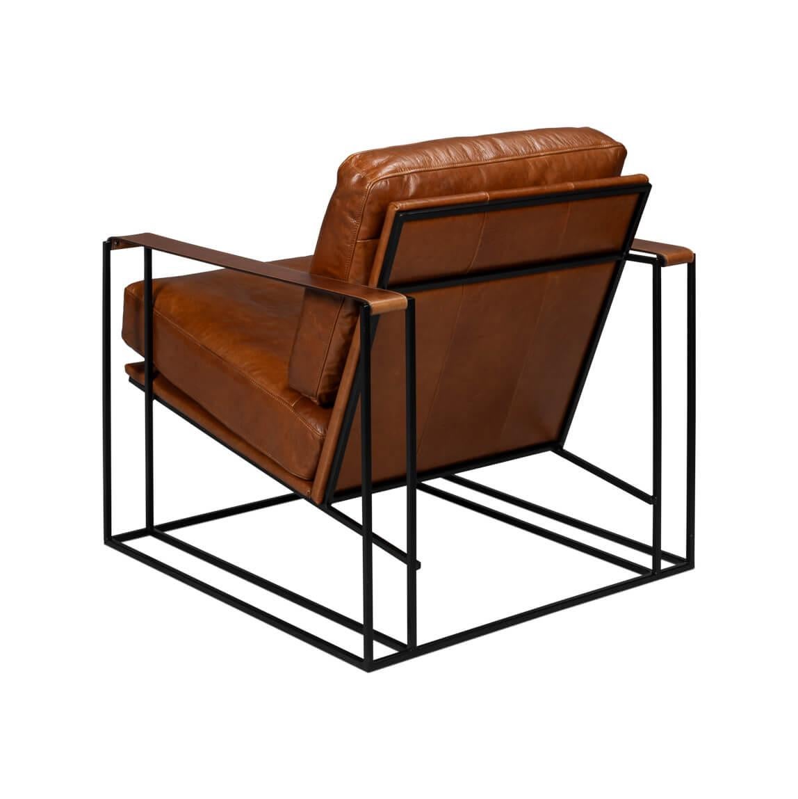 Asian Manhattan Brown Leather Armchair For Sale