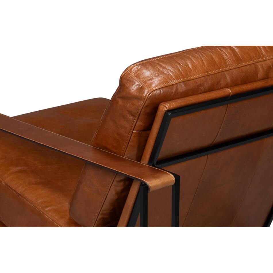 Contemporary Manhattan Brown Leather Armchair For Sale