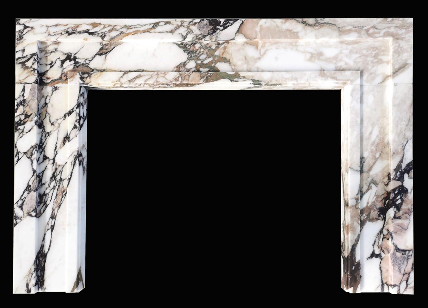 Limited Edition Manhattan No.4 mantelpiece, executed in Calacatta Vagli with honed finish.
Opening of the Mantel: 46 1/8