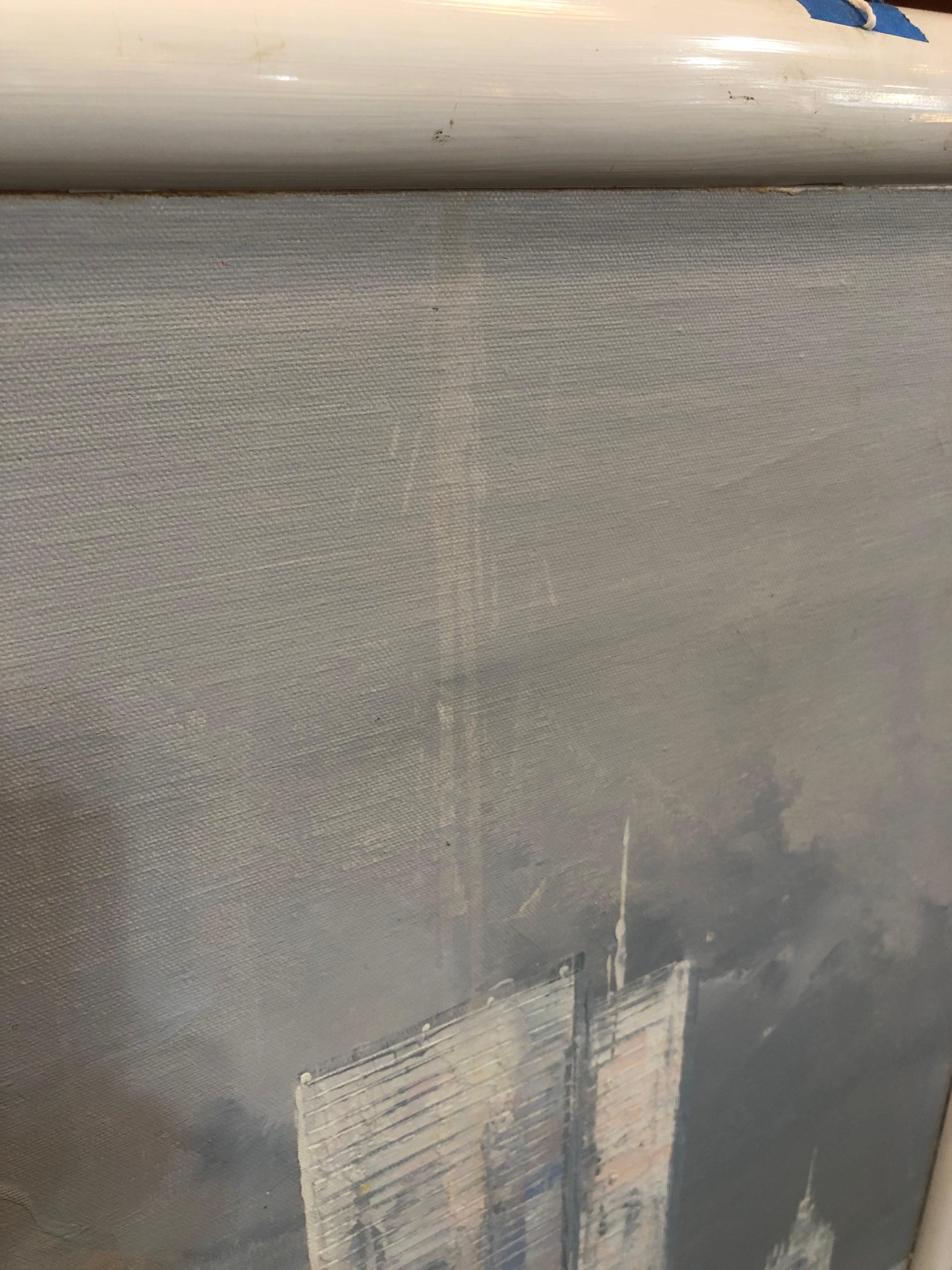 Peinture d'une ligne d'horizon de Manhattan en vente 4