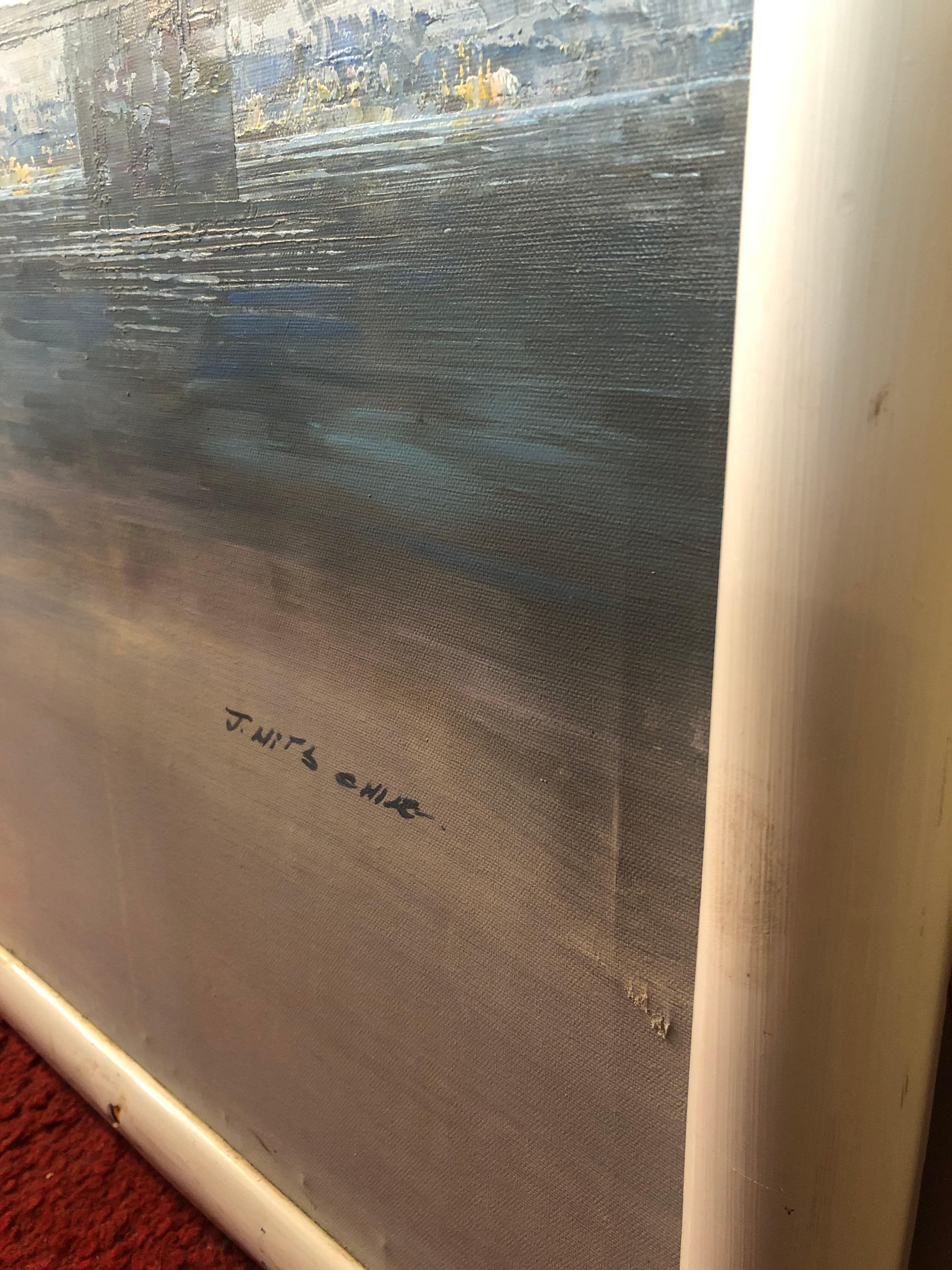 Peinture d'une ligne d'horizon de Manhattan en vente 5