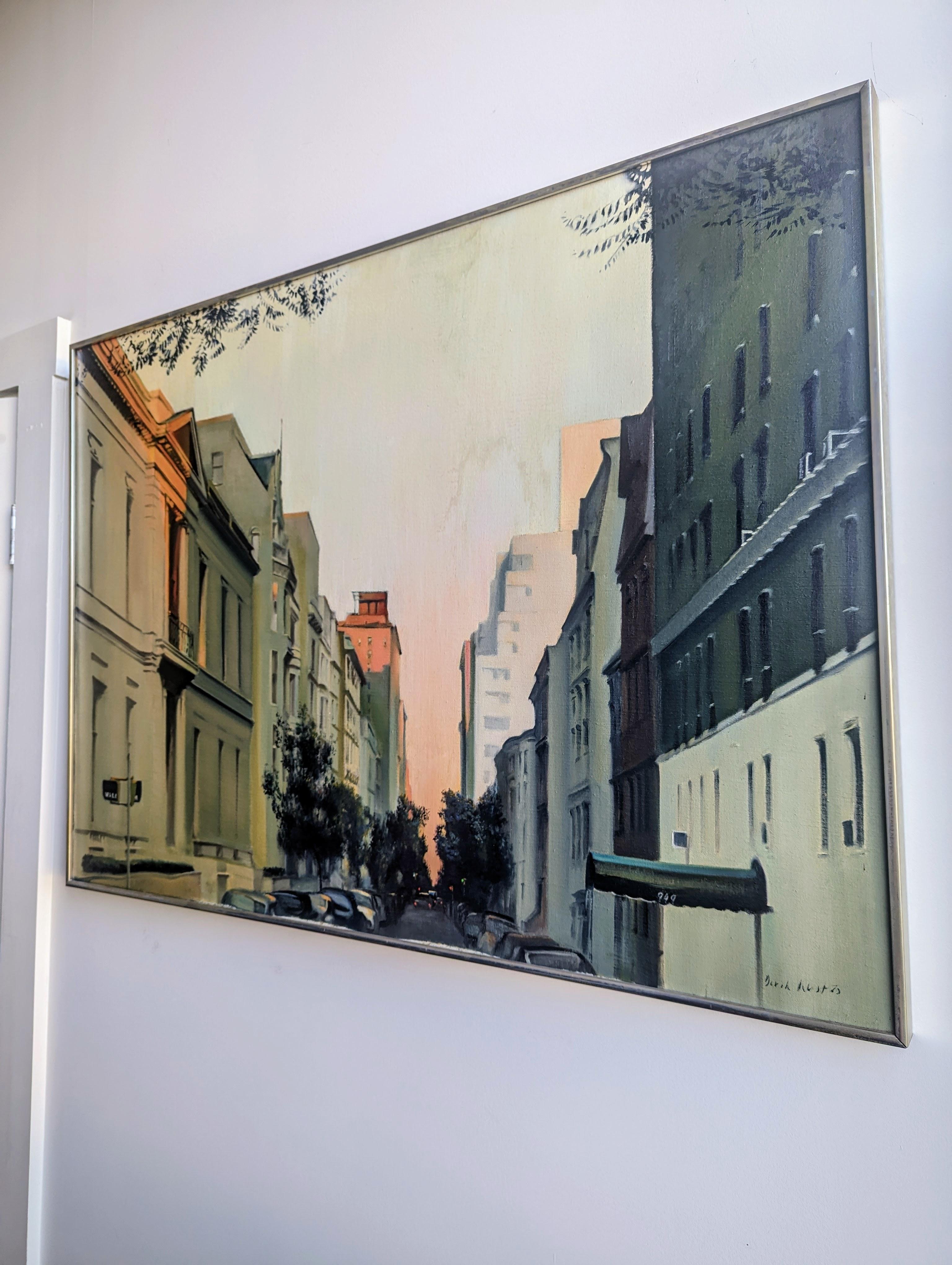 Manhattan Cityscape New York, Öl auf Leinwand von Derek Reist ( 1944-2021) (Sonstiges) im Angebot