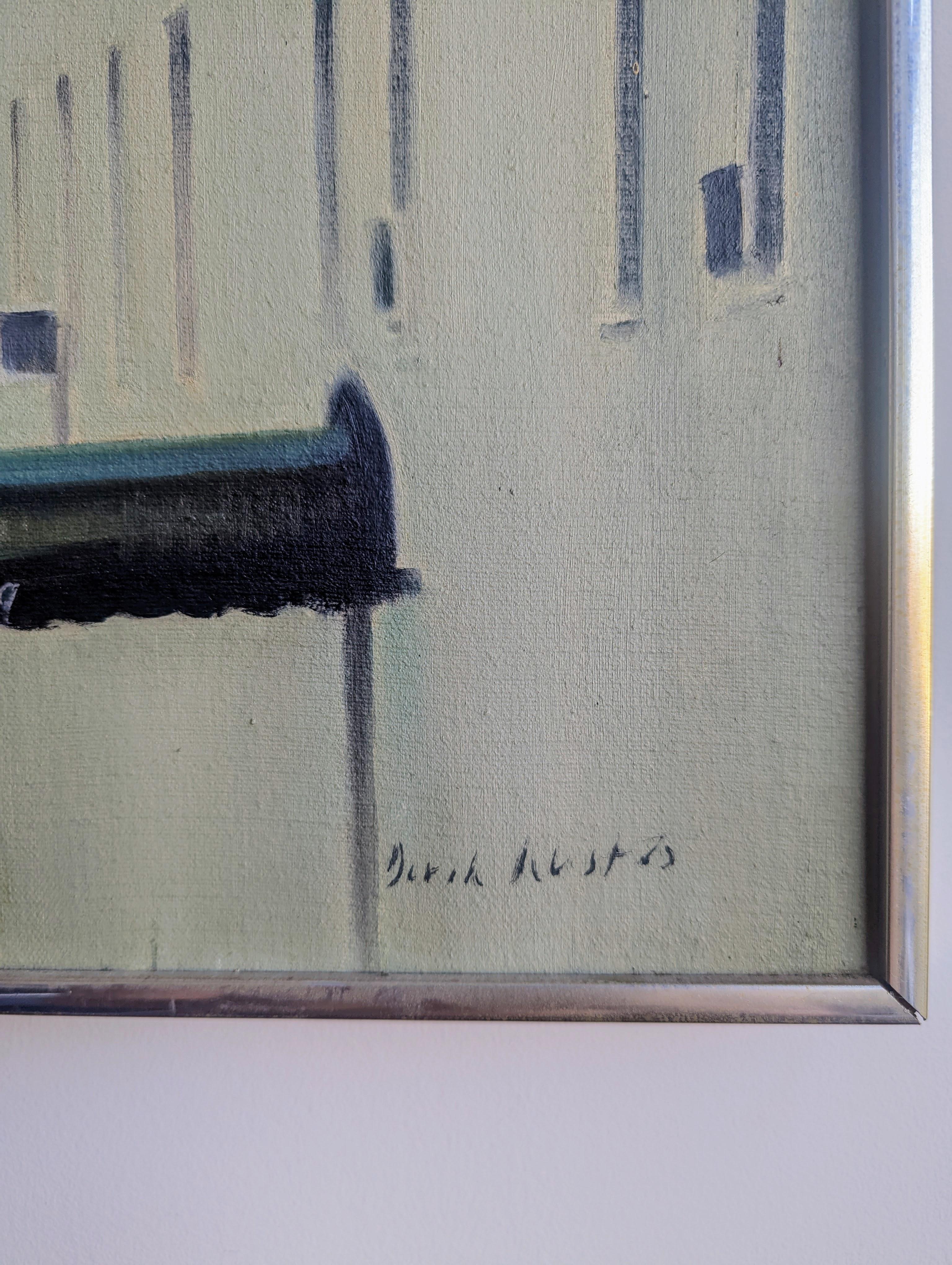 Manhattan Cityscape New York, Öl auf Leinwand von Derek Reist ( 1944-2021) im Angebot 1