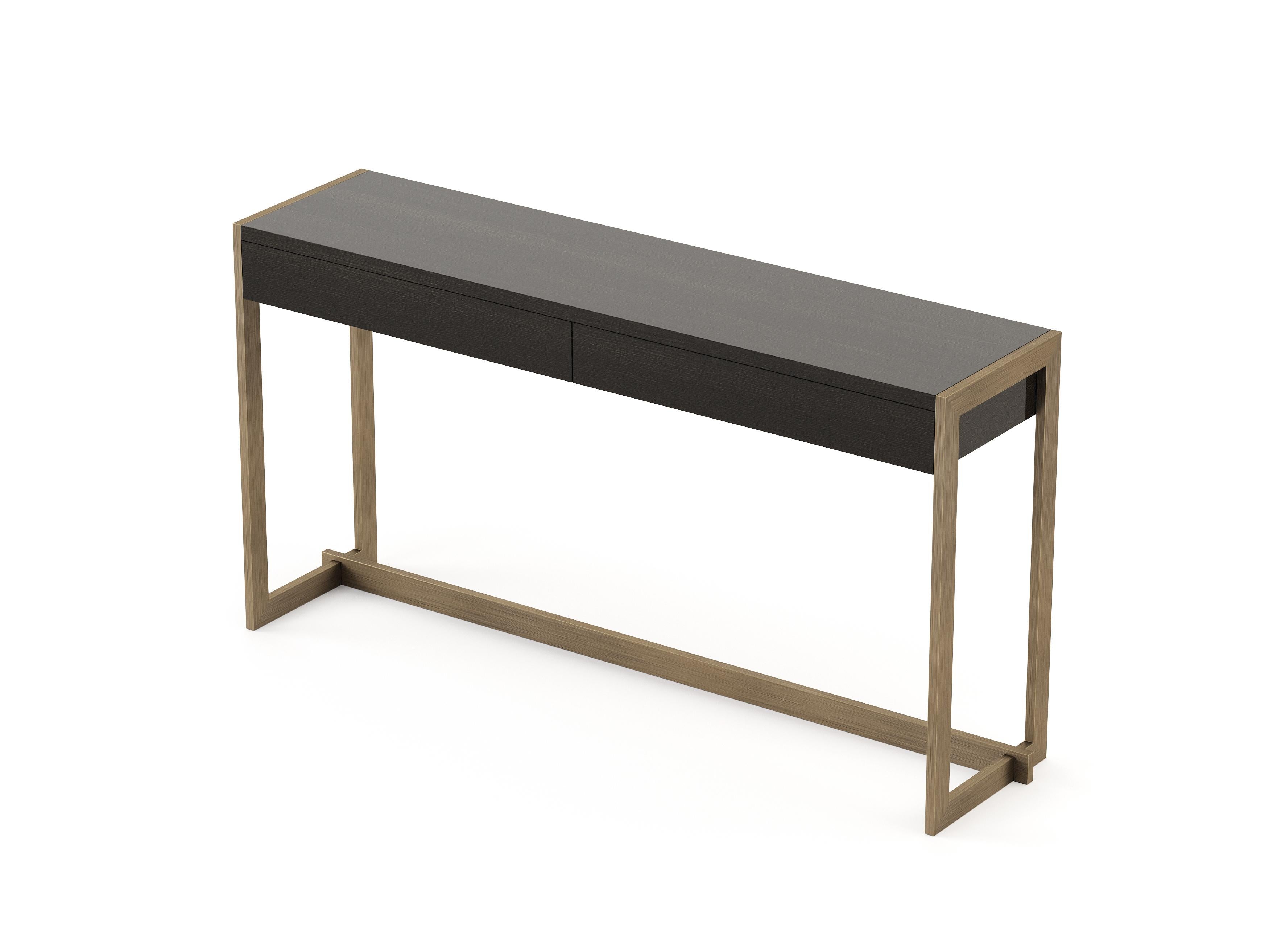 Portuguese Modern Manhattan Console made with Oak, Brass, Handmade by Stylish Club For Sale