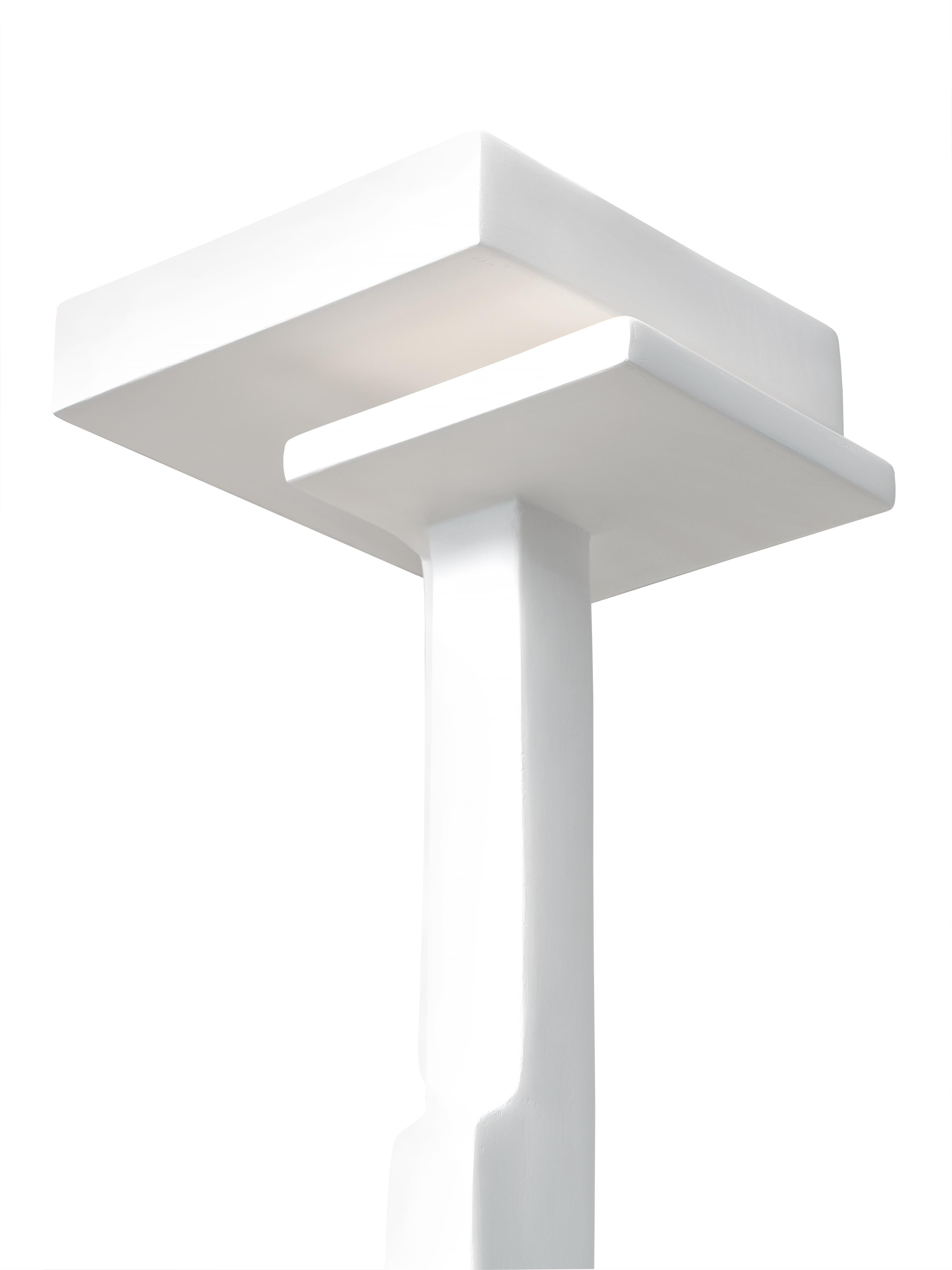 Modern Manhattan Contemporary Floor Lamp, White Plaster Finish, Unique For Sale