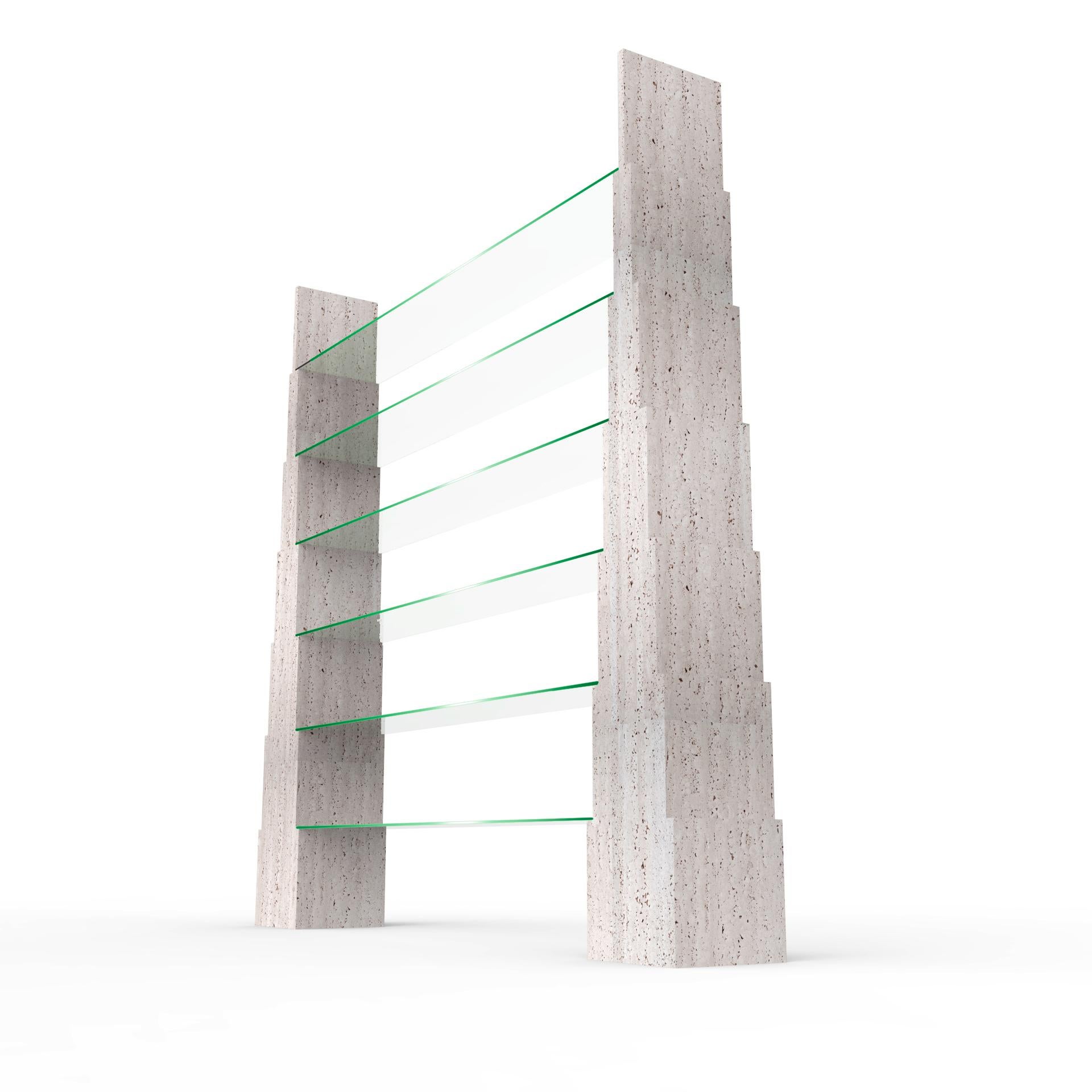 Manhattan Italian Travertine Marble Shelve Design Contemporary Collectible Spain en vente 2