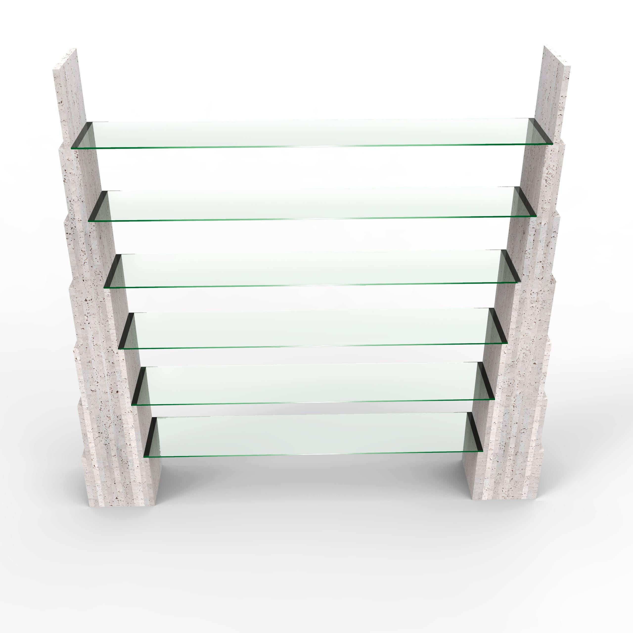 Manhattan Italian Travertine Marble Shelve Design Contemporary Collectible Spain en vente 3