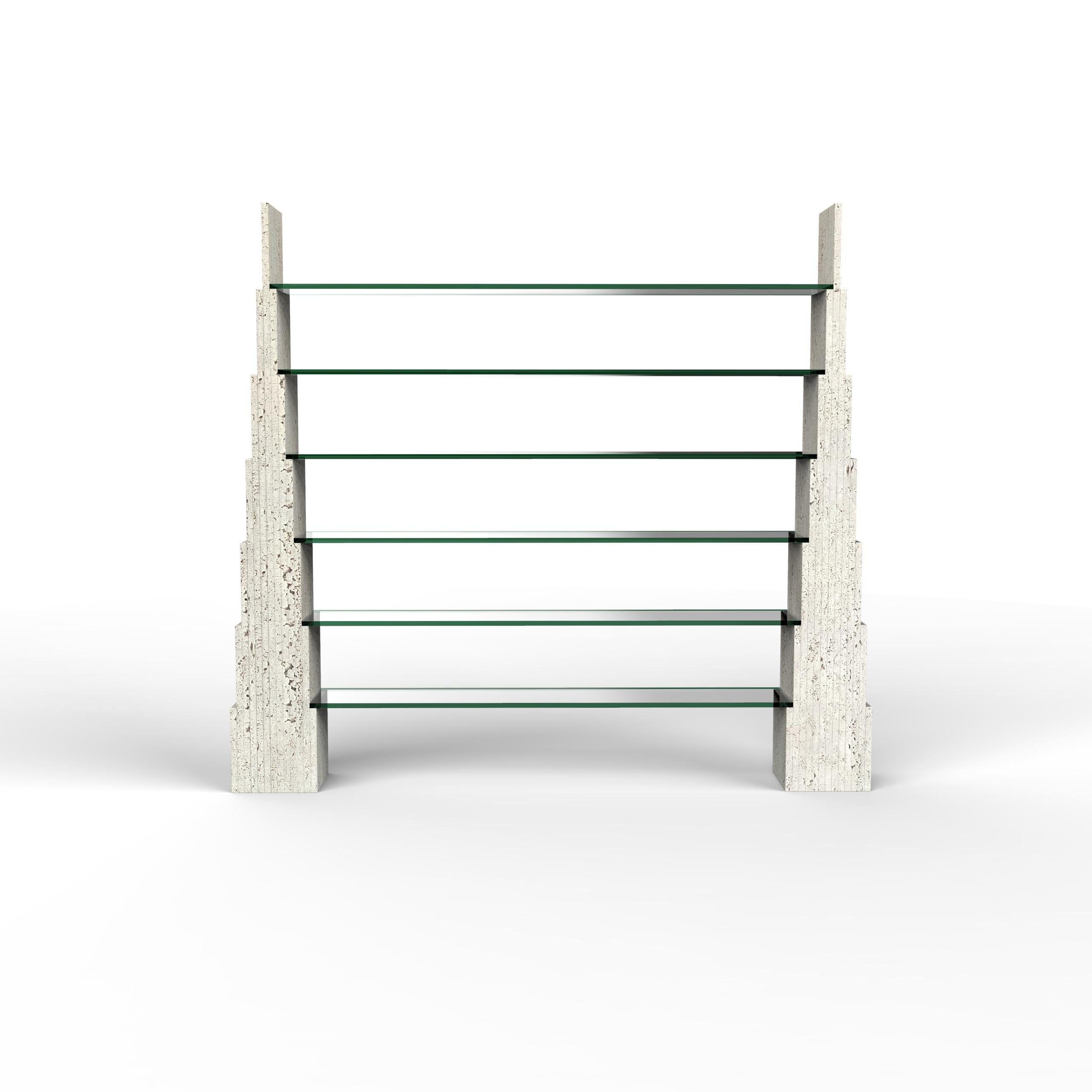 Manhattan Italian Travertine Marble Shelve Design Contemporary Collectible Spain en vente 5