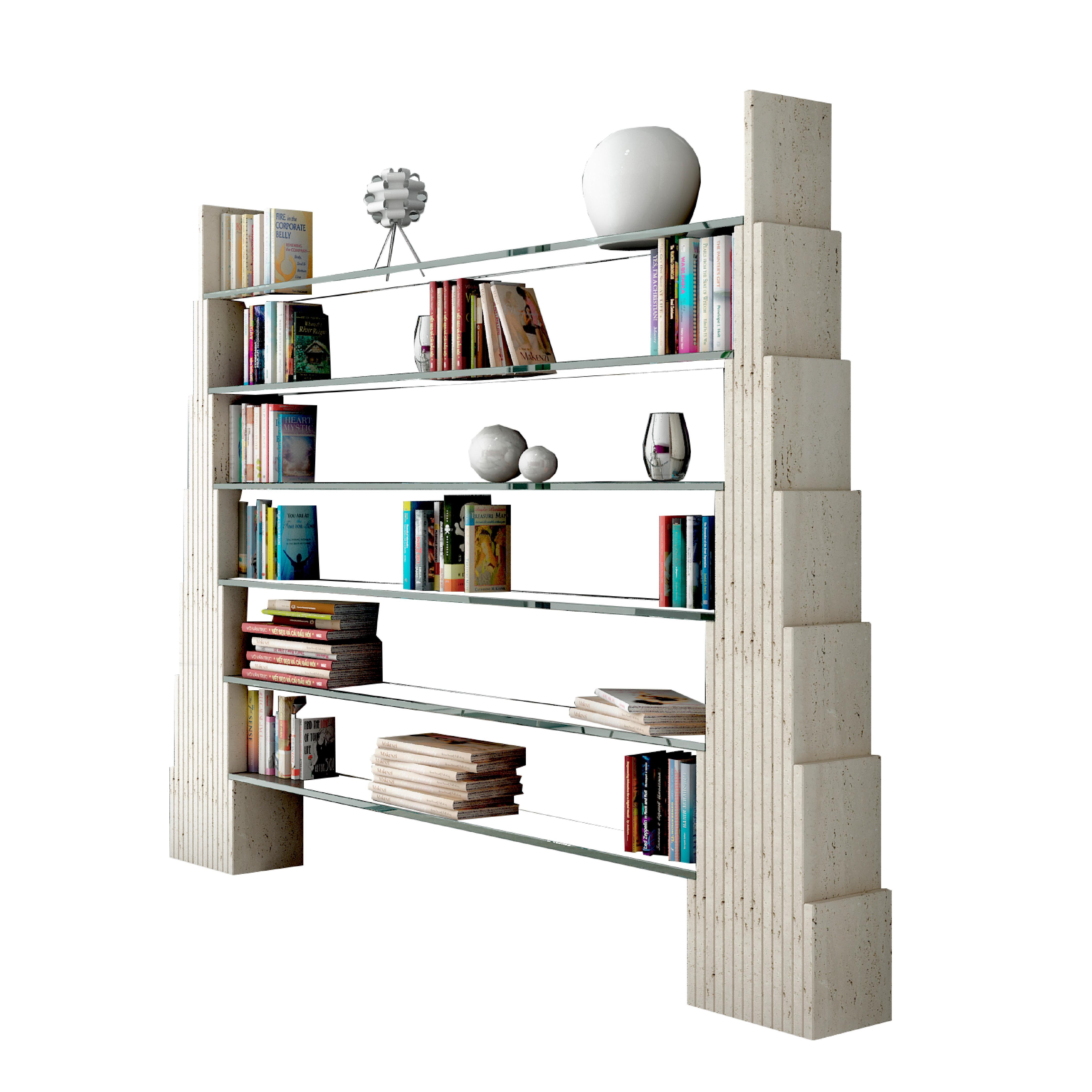 Moderne Manhattan Italian Travertine Marble Shelve Design Contemporary Collectible Spain en vente