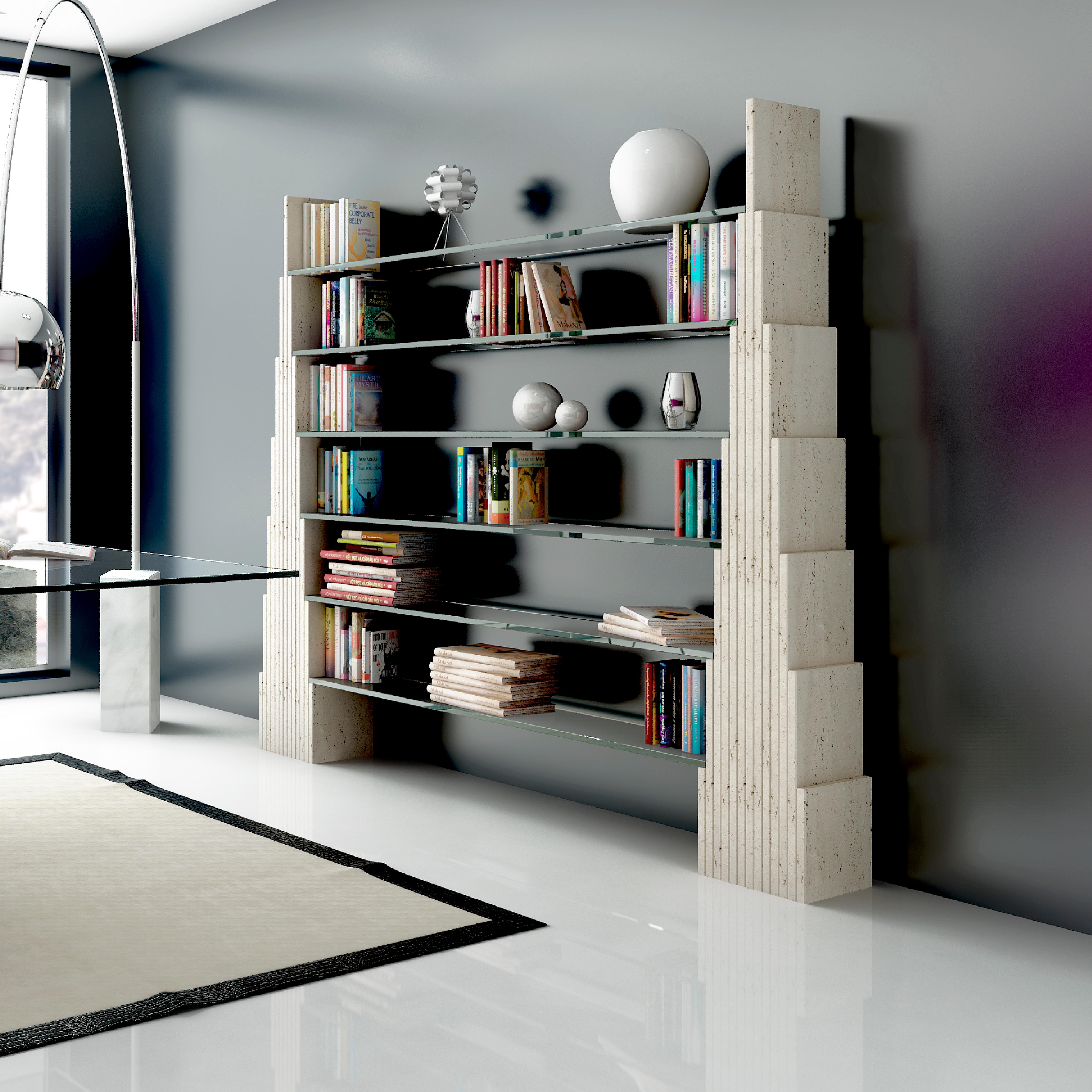 Manhattan Italian Travertine Marble Shelve Design Contemporary Collectible Spain Neuf - En vente à VALVERDE DEL MAJANO, CL