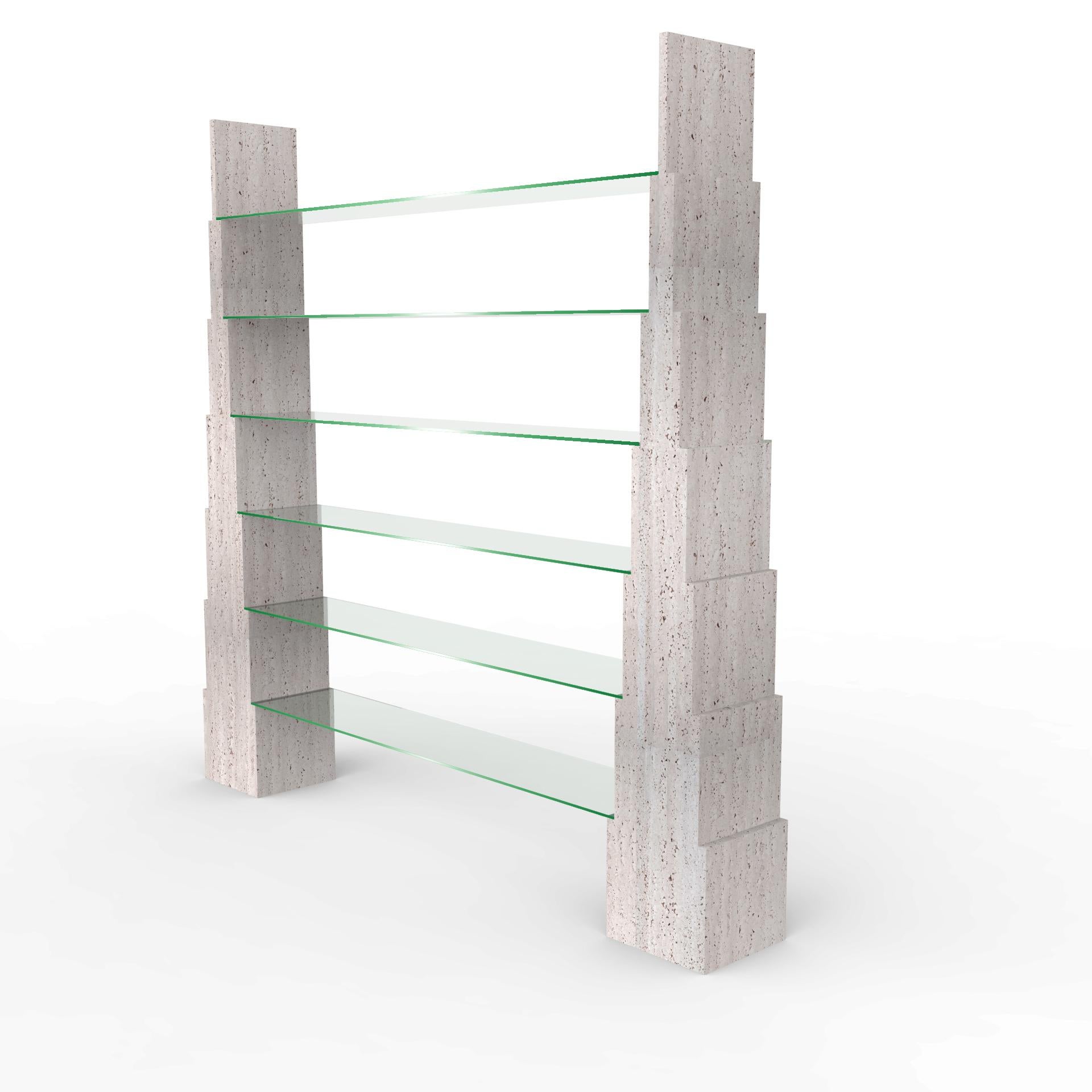 Manhattan Italian Travertine Marble Shelve Design Contemporary Collectible Spain en vente 1