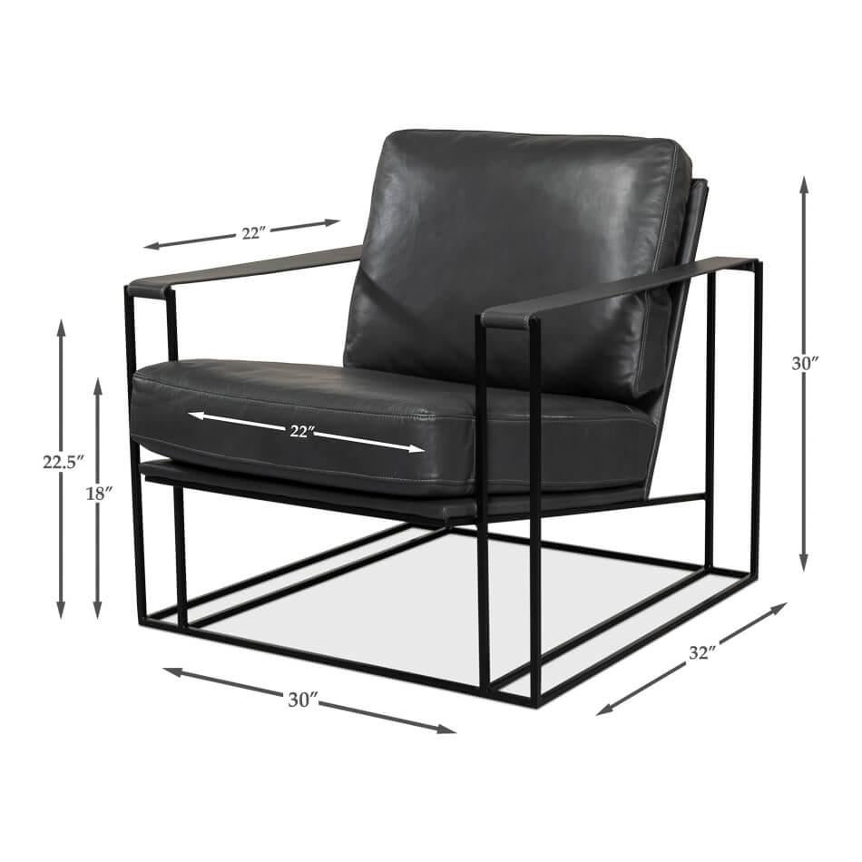 Metal Manhattan Leather Armchair For Sale