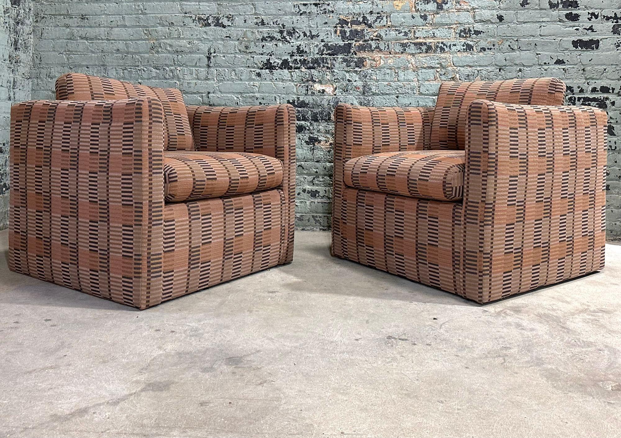 Manhattan Loungesessel, Albers-Bauhaus-Stoff von Dunbar, 1980 (Postmoderne)