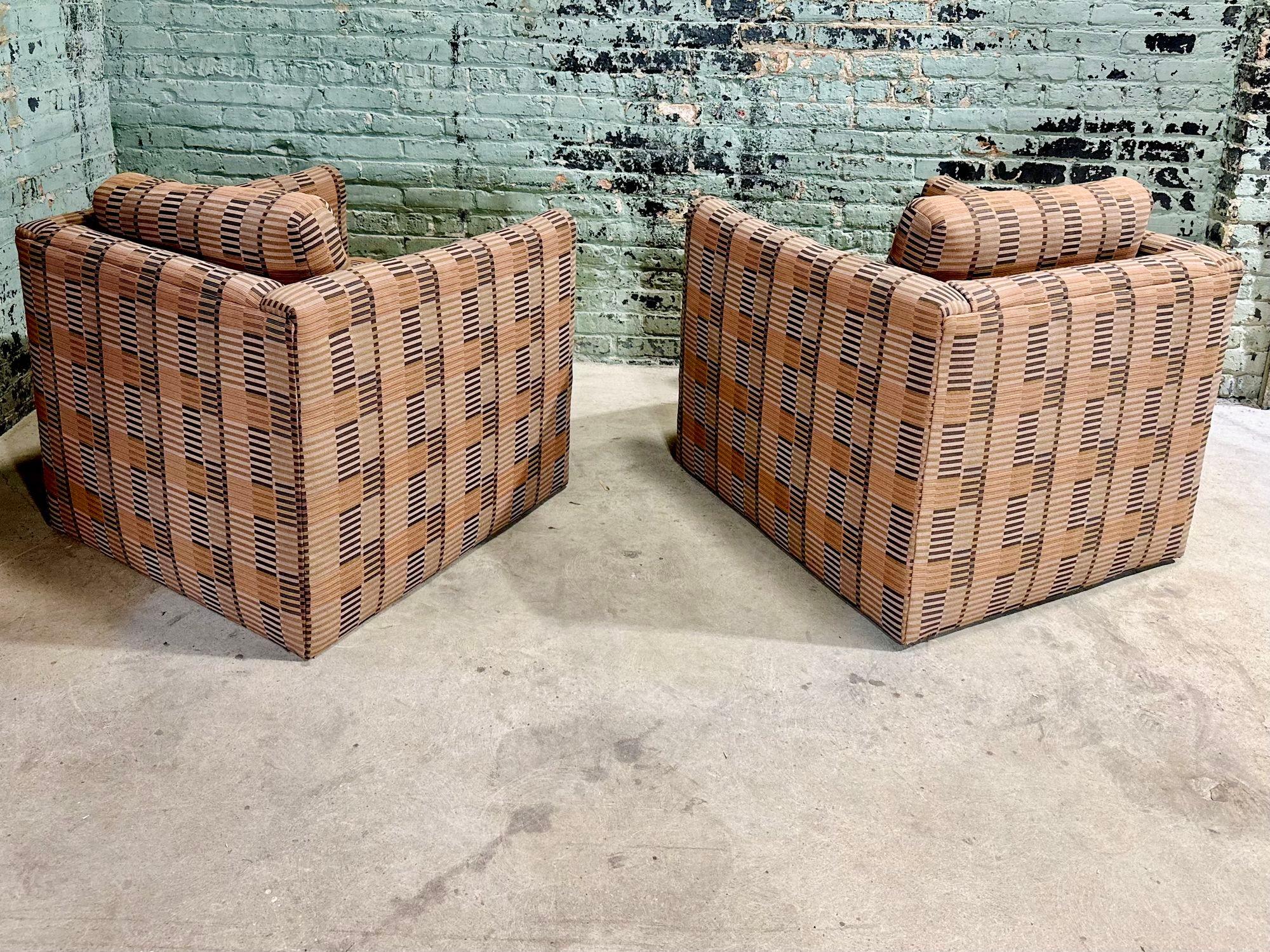 Manhattan Loungesessel, Albers-Bauhaus-Stoff von Dunbar, 1980 (amerikanisch)