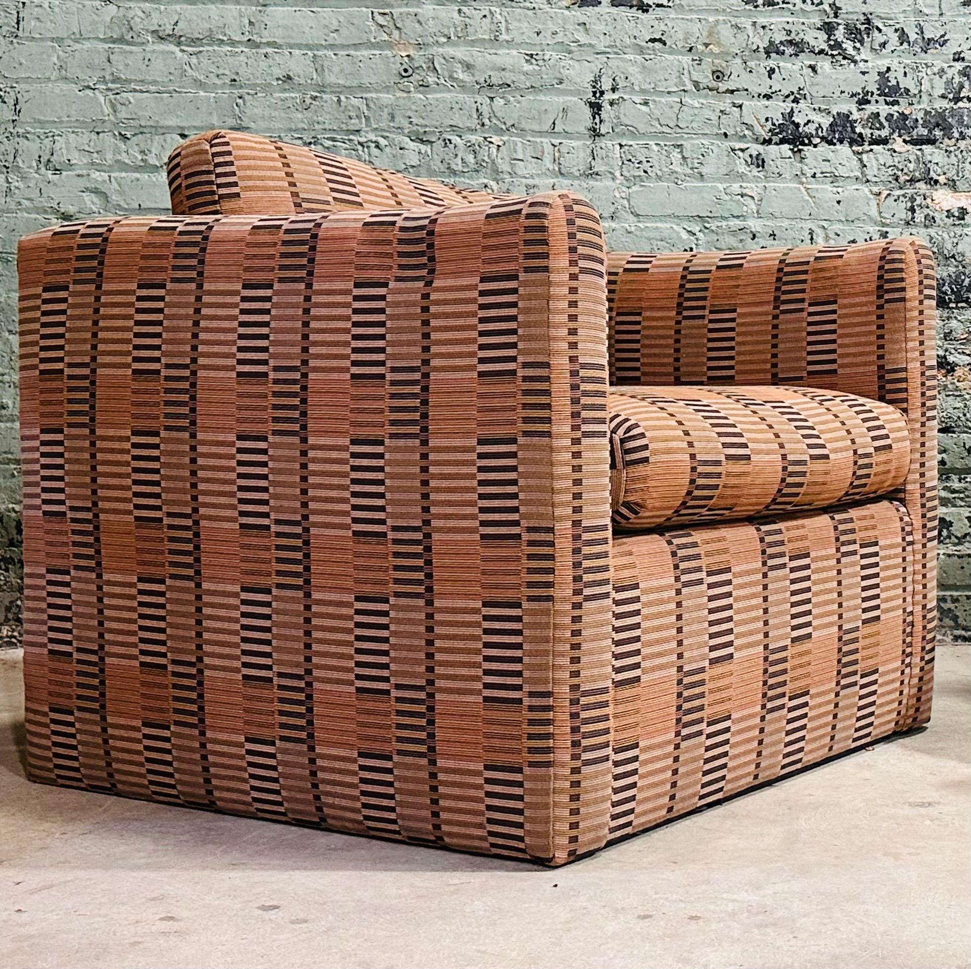 Manhattan Loungesessel, Albers-Bauhaus-Stoff von Dunbar, 1980 (Polster)