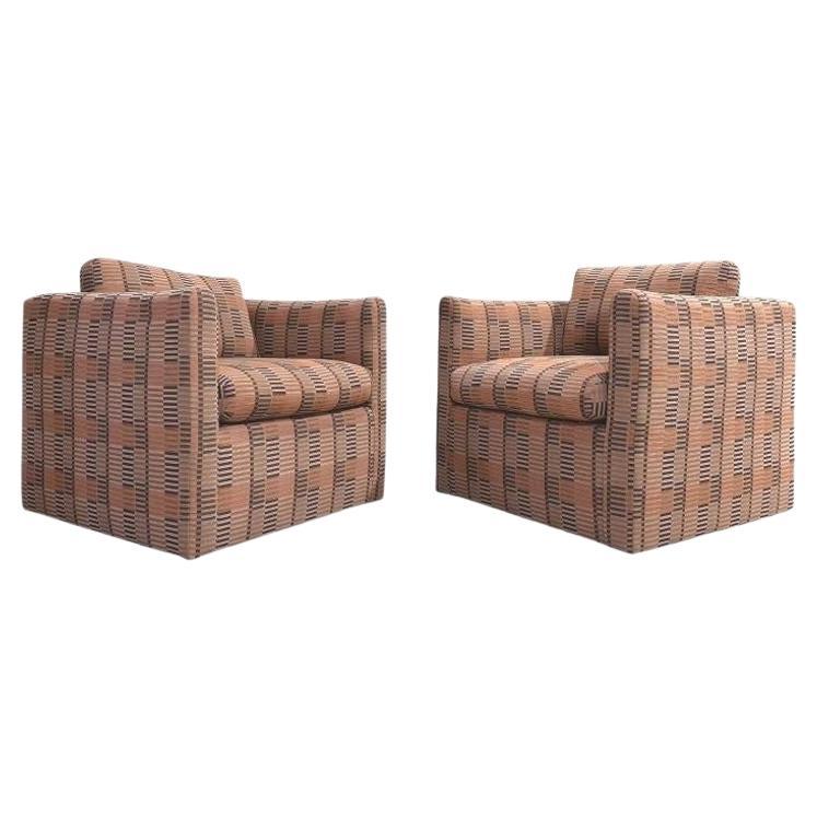 Manhattan Lounge Chairs Albers-Bauhaus Fabric by Dunbar, 1980