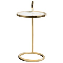 Manhattan Martini Table in Polished Brass Tinted Finish and Marblo Surface