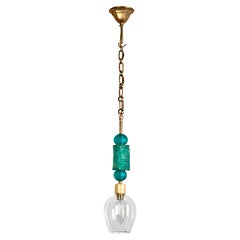 Manhattan Pendant in Brass with Green Sculpted Components by Margit Wittig