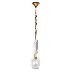 Manhattan Pendant in Brass with White Sculpted Components by Margit Wittig