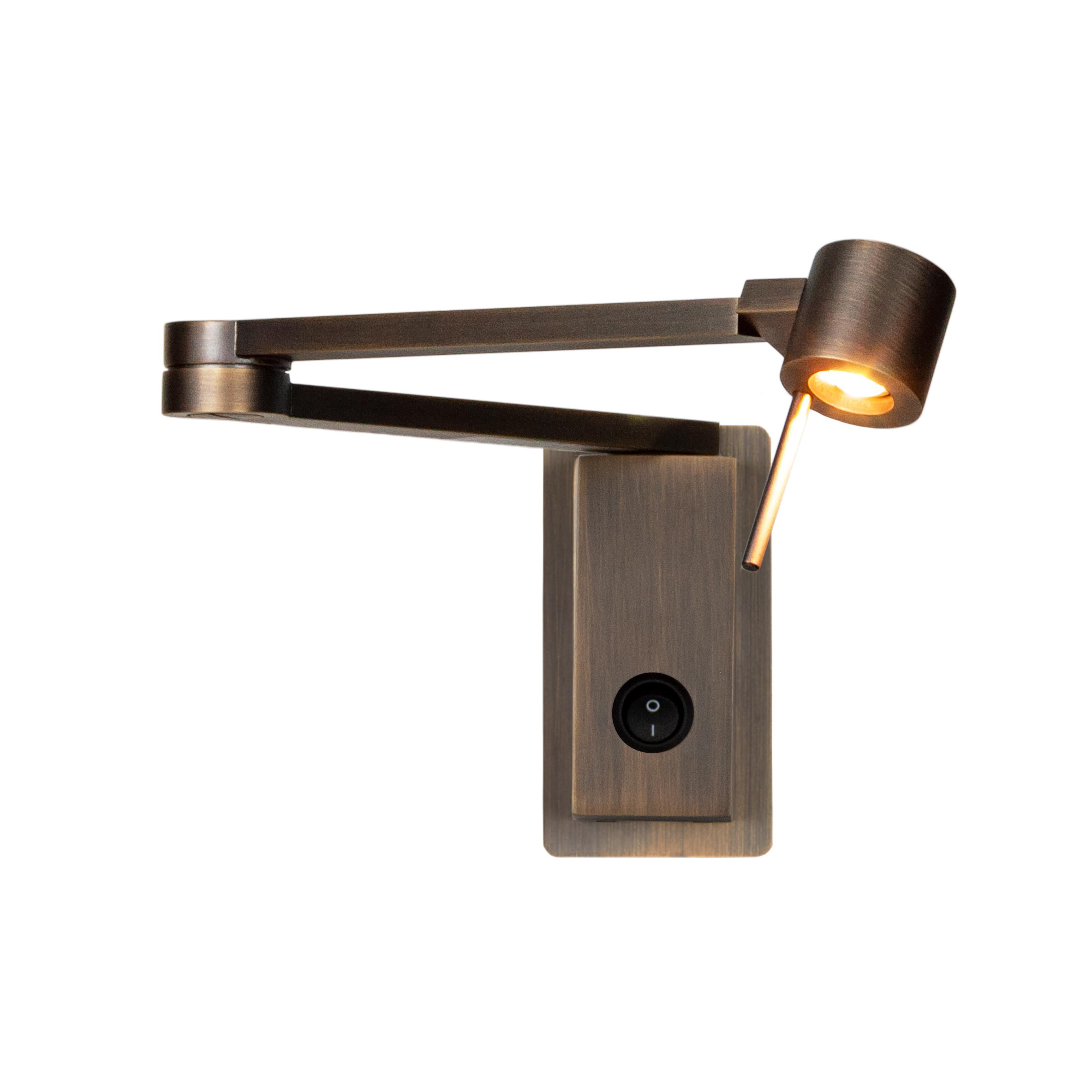 Manhattan Reading Lamp in Satin Bronze with Switch For Sale