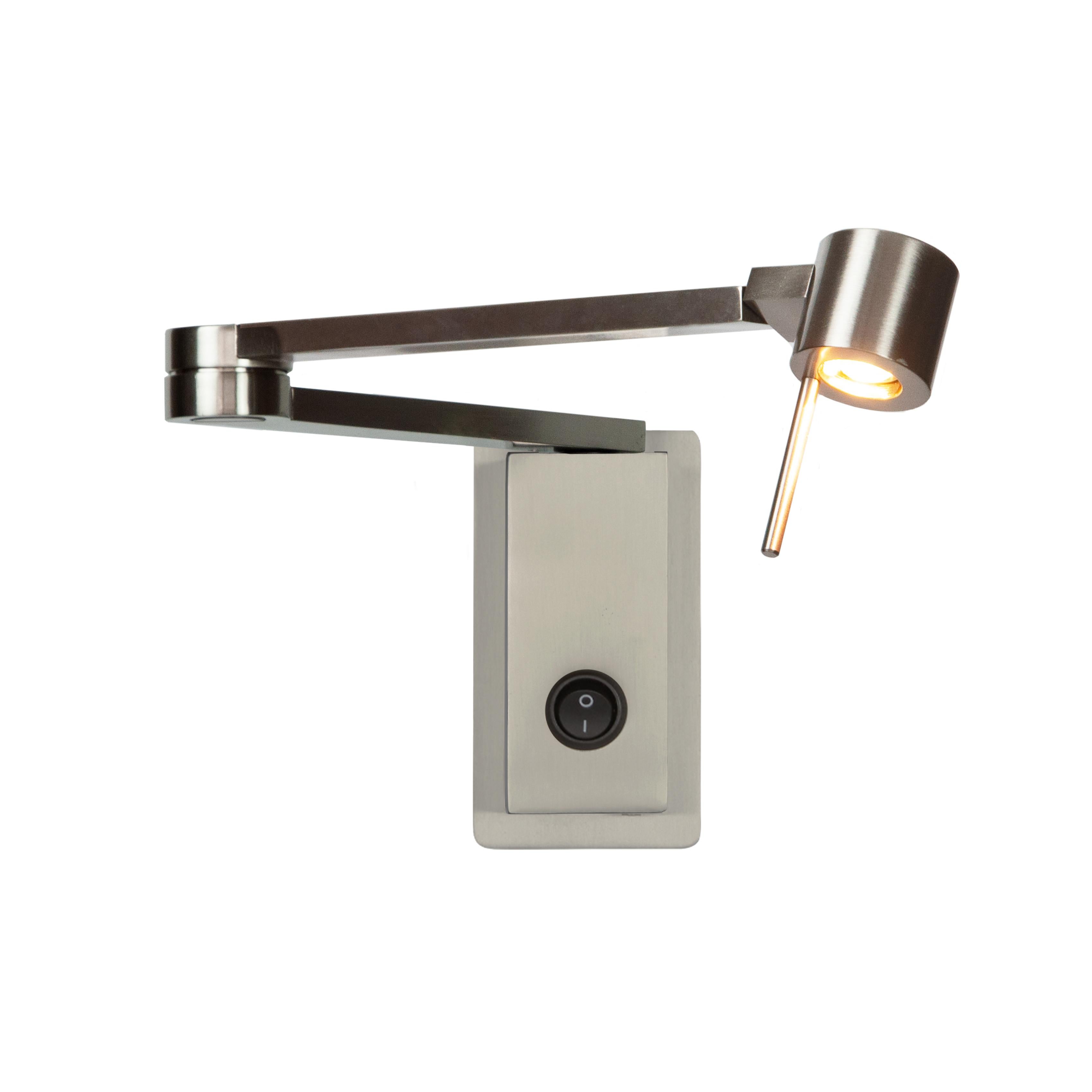 Manhattan Reading Lamp in Satin Nickel with Switch For Sale
