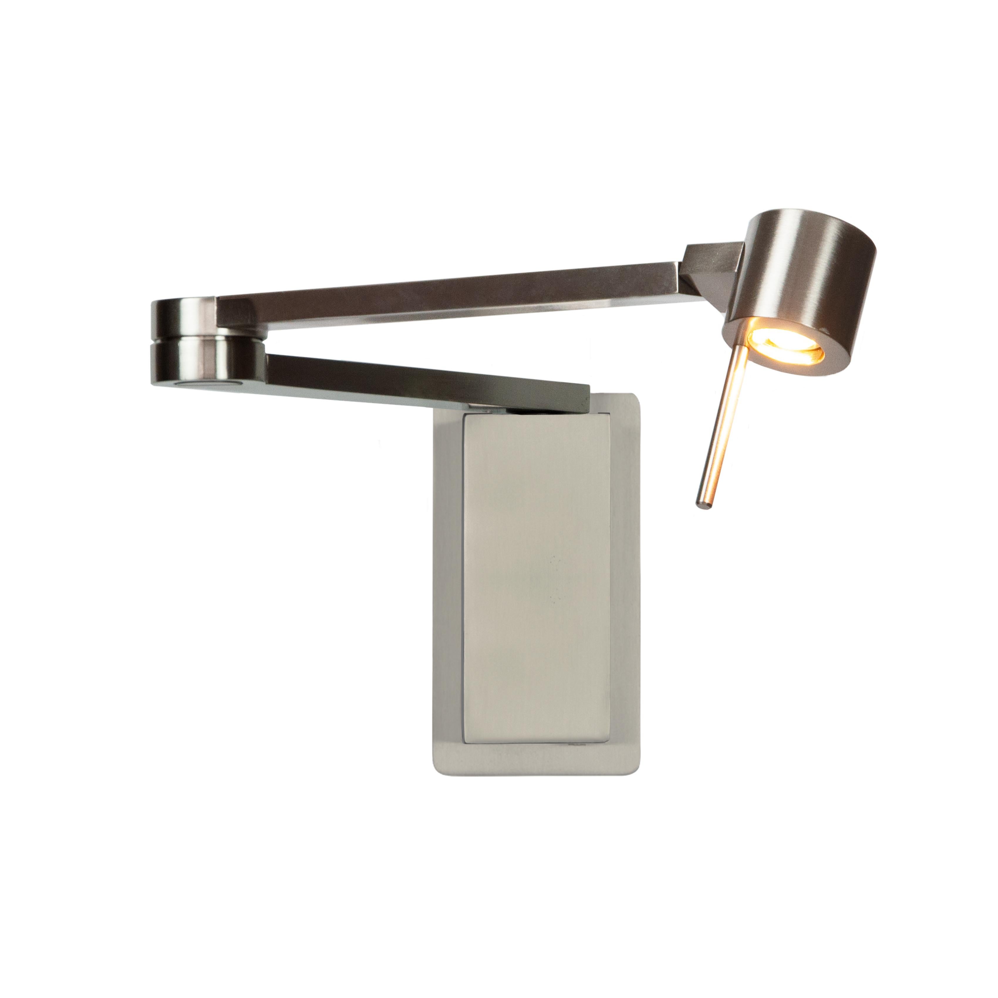 Manhattan Reading Lamp in Satin Nickel without Switch For Sale