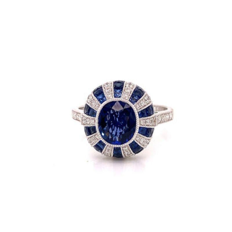 Oval Cut Manhattan Sapphire and Diamond Ring For Sale