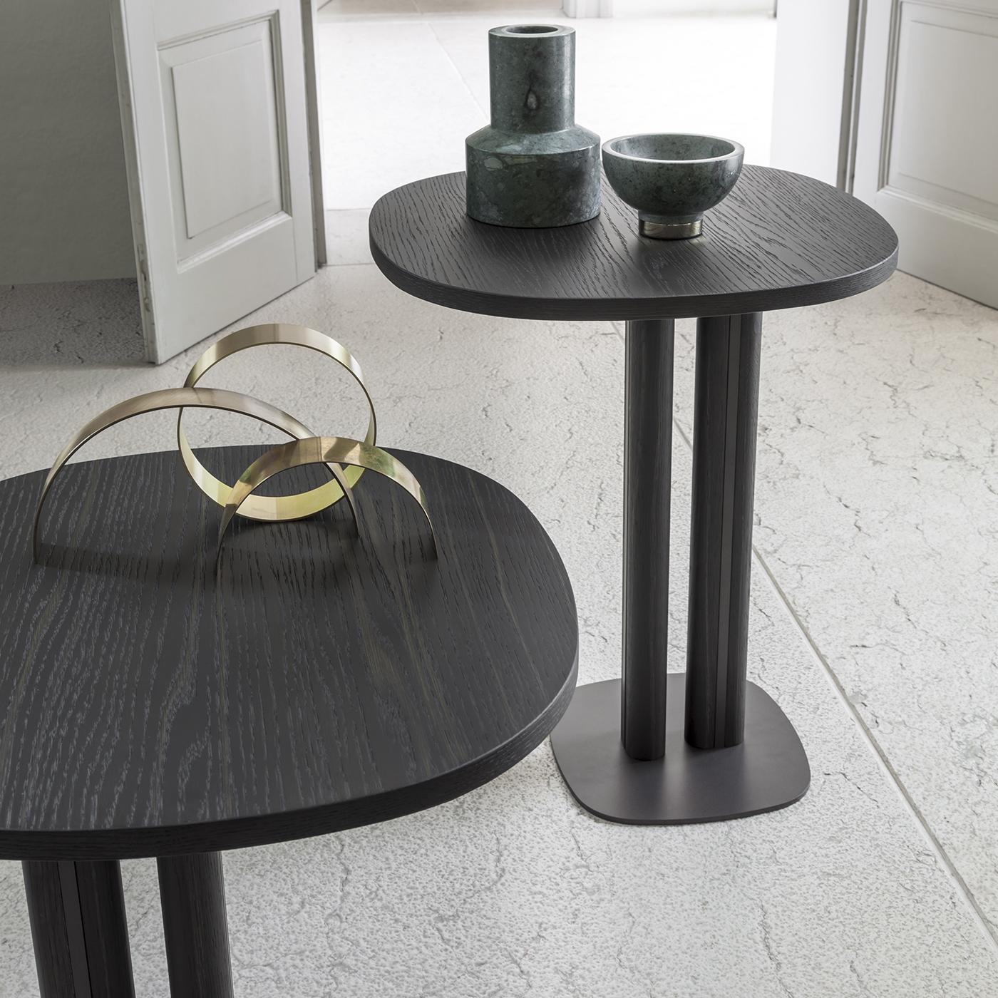 Italian Manhattan Tall Asymmetrical Burnished Side Table by Morica Design For Sale