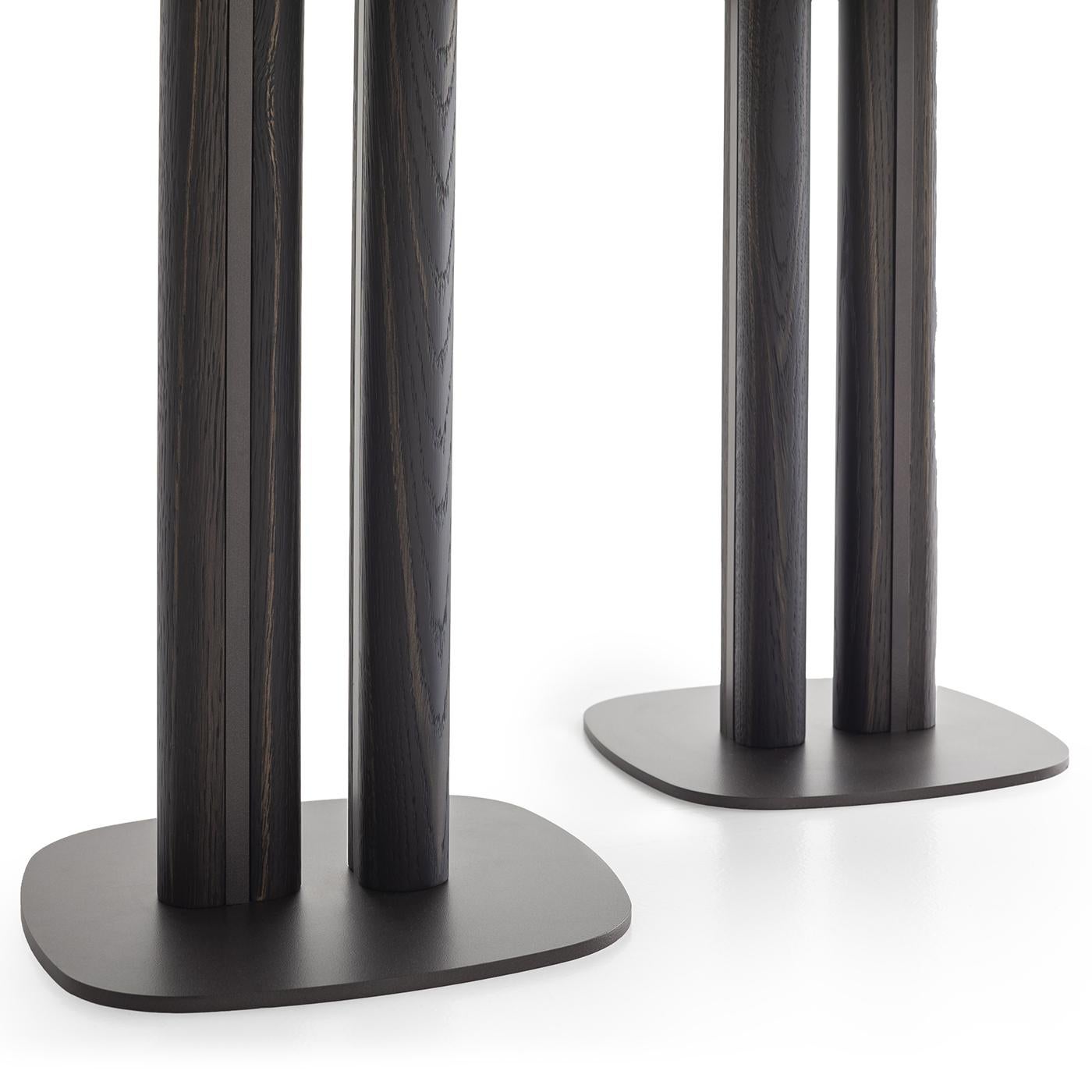 Contemporary Manhattan Tall Asymmetrical Burnished Side Table by Morica Design For Sale