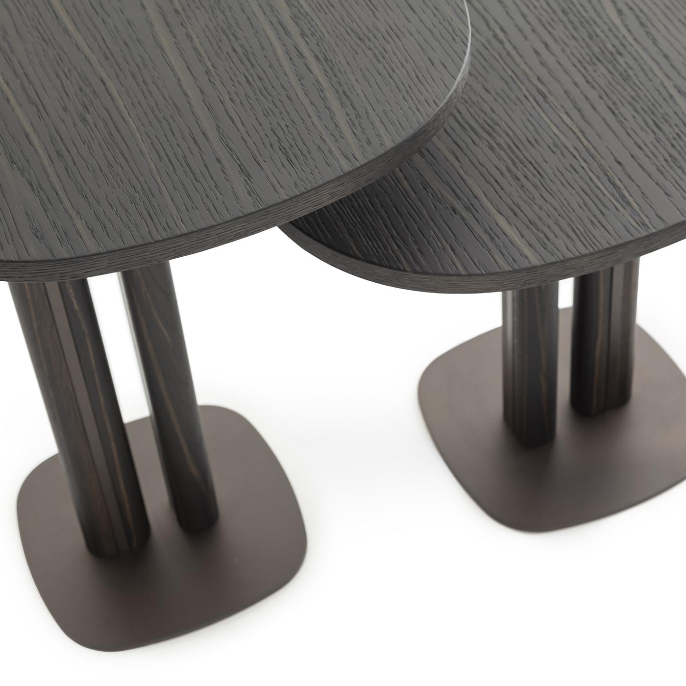 Wood Manhattan Tall Asymmetrical Burnished Side Table by Morica Design For Sale