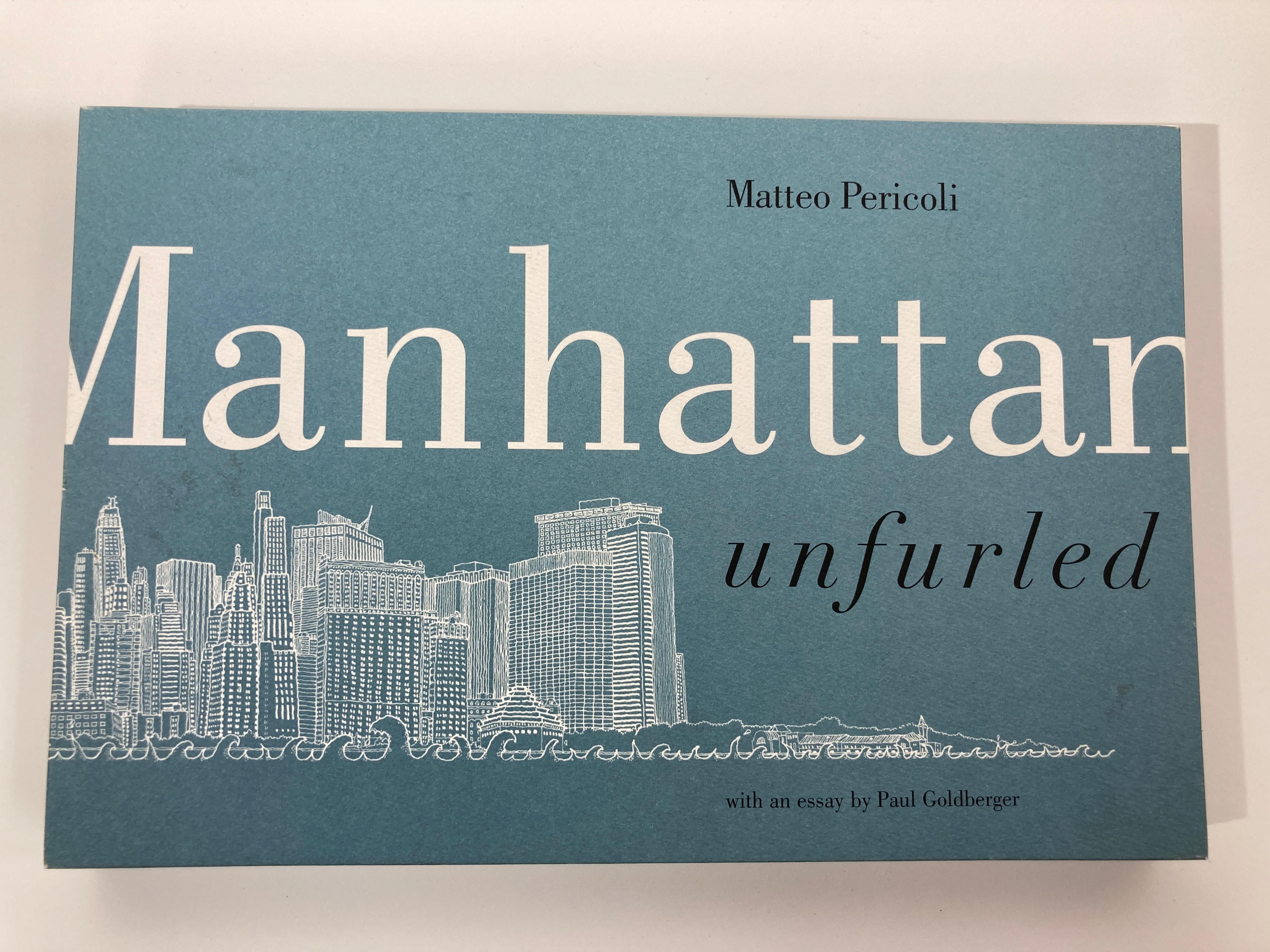 Manhattan Unfurled by Pericoli, Matteo and Goldberger, Paul
 
Matteo Pericoli trained as an architect in Milan and then came to work in New York in 1995. His arrival preceded by just a few days the arrival of the biggest snowstorm of the decade, and
