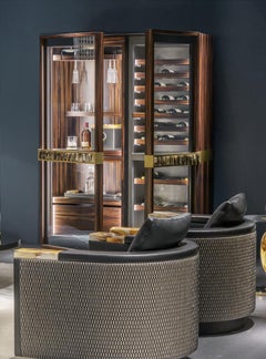 Cave à vin Manhattan en placage d'ébène Makassar, laiton et Horn par ARCAHORN