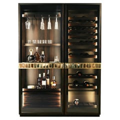 Cave à vin Manhattan en placage d'ébène Makassar, laiton et Horn par ARCAHORN