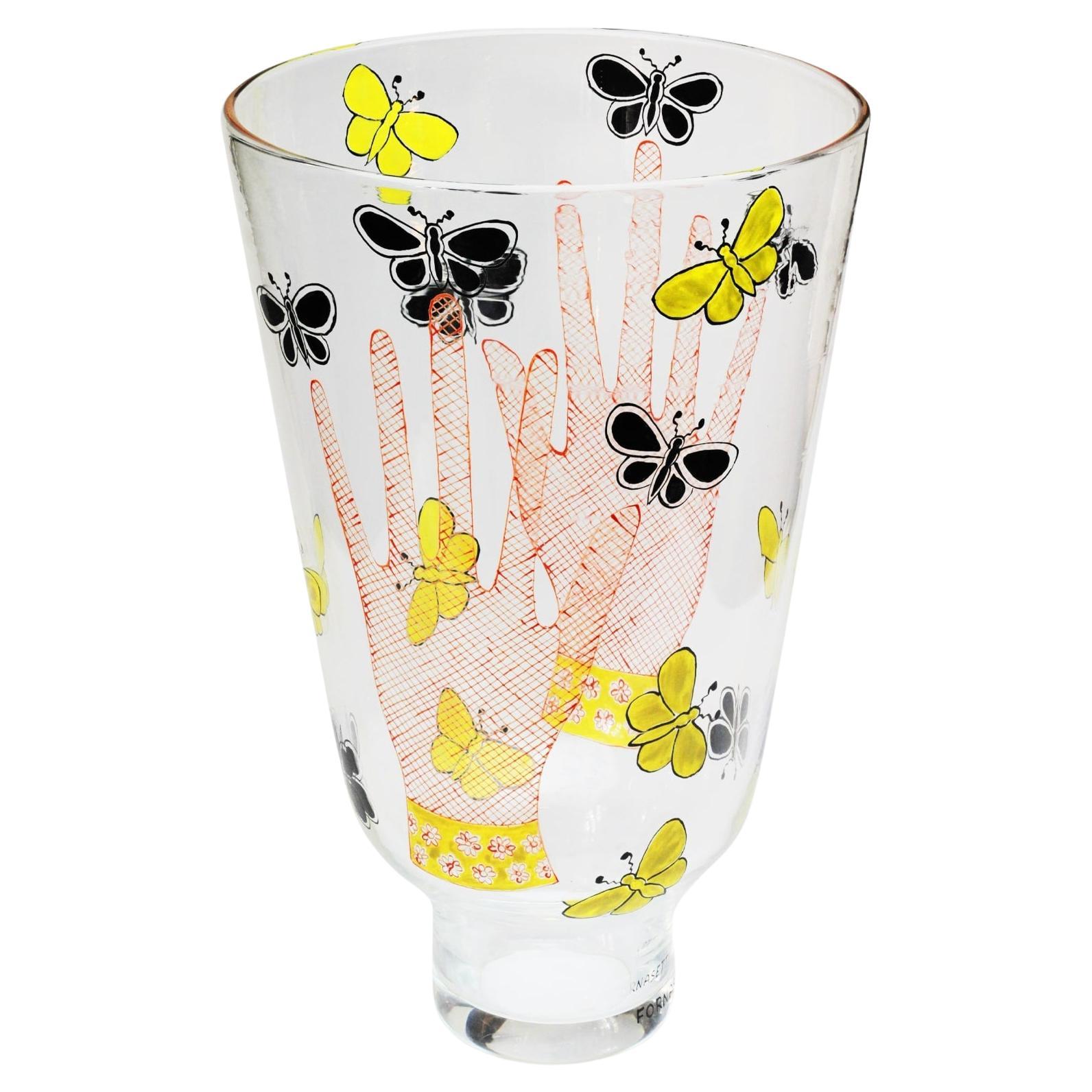Mani Con Farfalle Vase by Piero Fornasetti For Sale