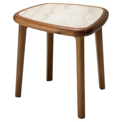 Mani Mahogany and Marble Side Table