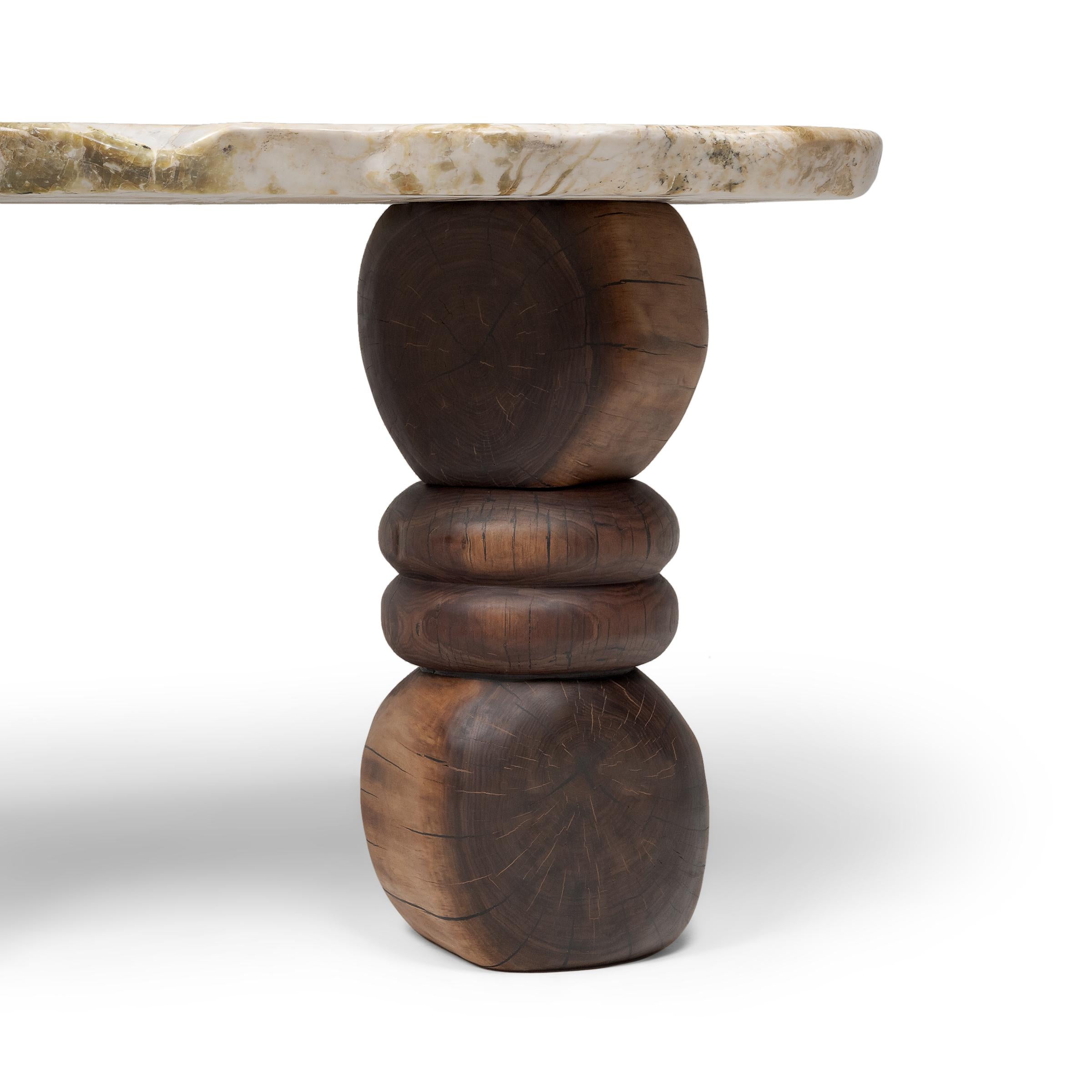 Polished Mani Meditation Stone Console Table
