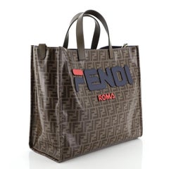 Mania Logo Shopper Tote Zucca Coated Canvas Large