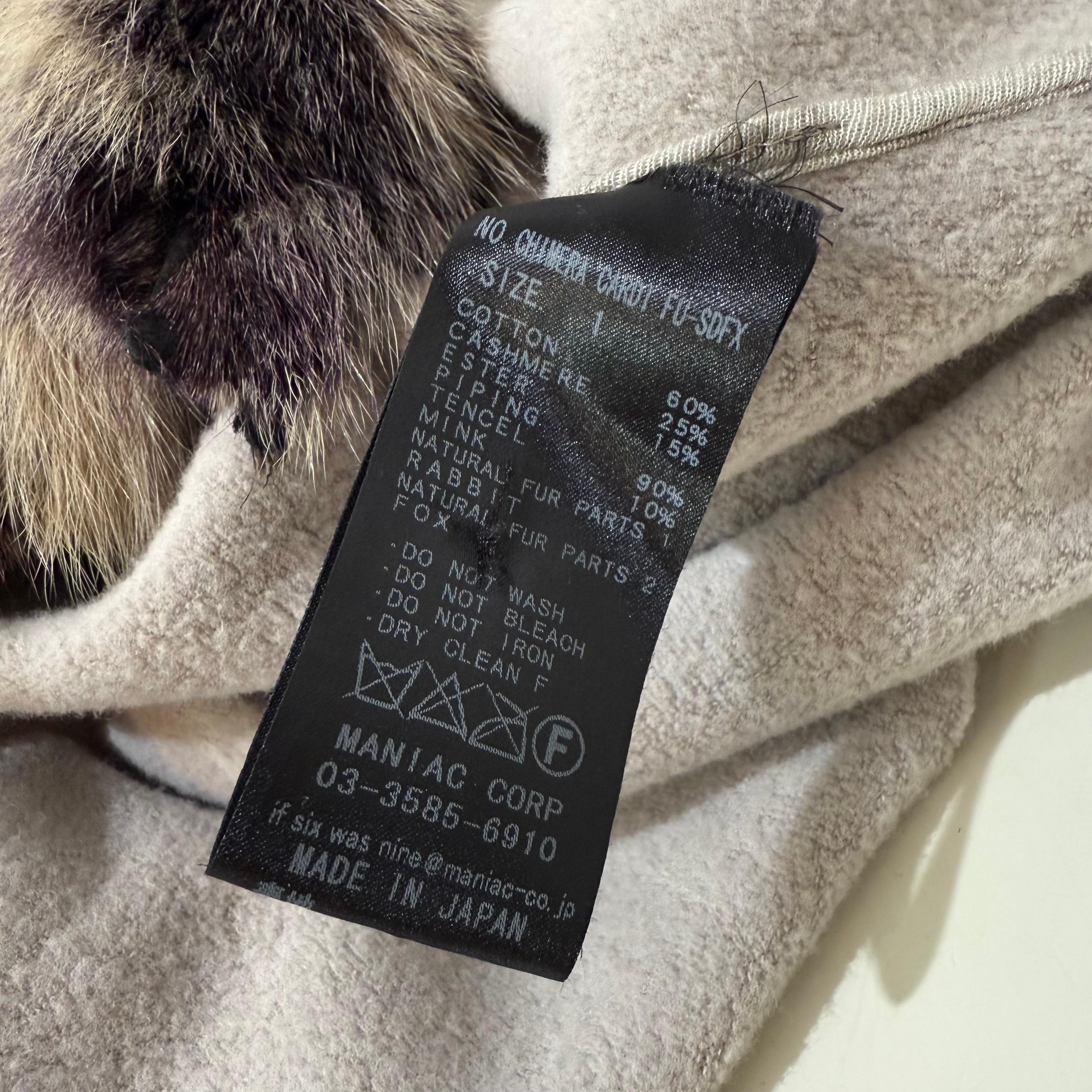 Maniac Corp Manteau gris en cachemire et fourrure Taille 1 en vente 2