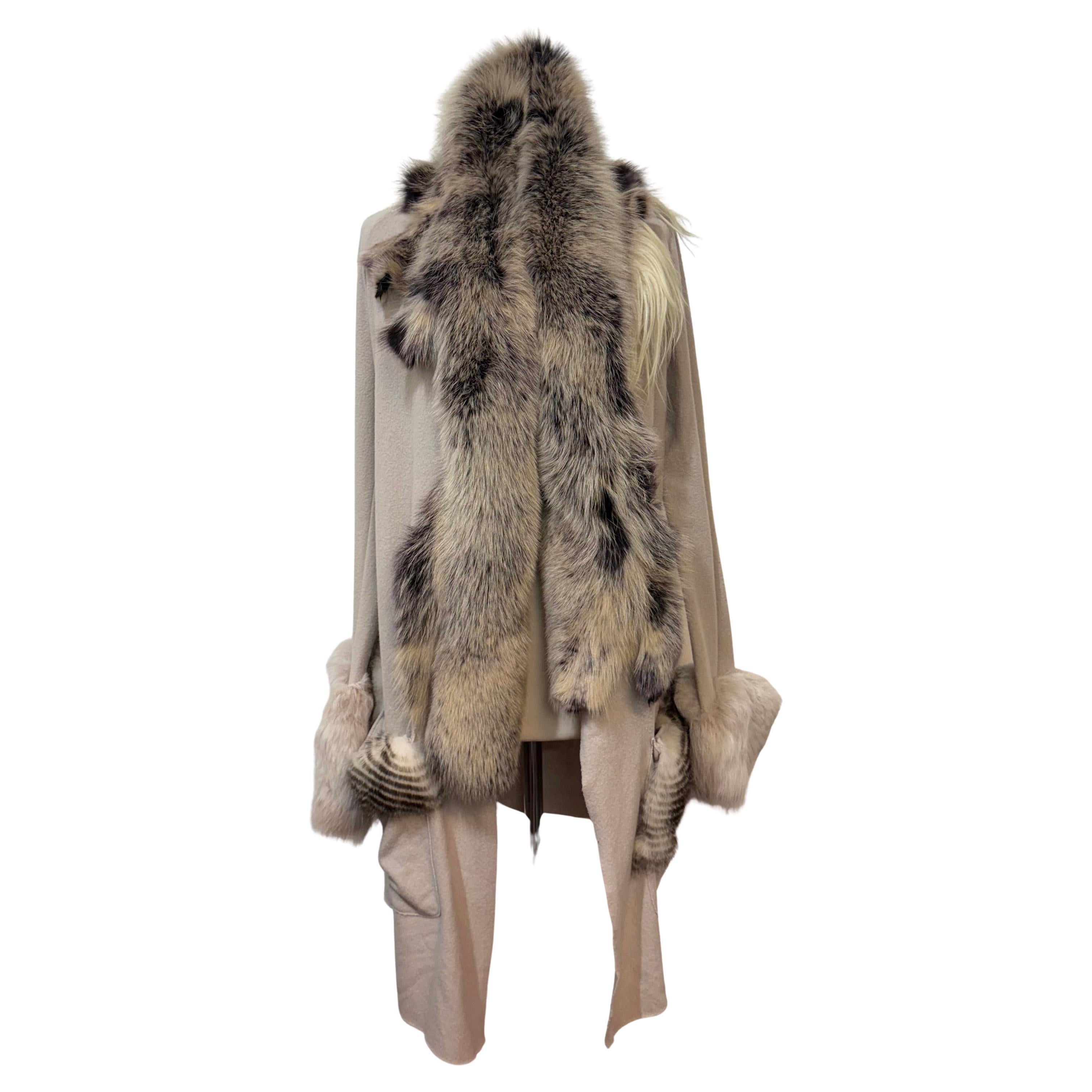 Maniac Corp Cappotto grigio in cashmere e pelliccia Taglia 1