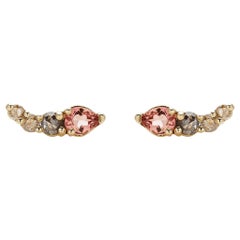 Maniamania Absolute Stud Earrings in 14 Karat Gold with Tourmaline and Diamonds
