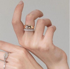 Maniamania Enigma Ring in 14k Gold with a One of a Kind Hexagon Rustic Diamond