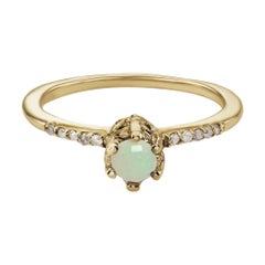 Maniamania Entity Engagement Ring in 14 Karat Gold with Opal and Diamonds