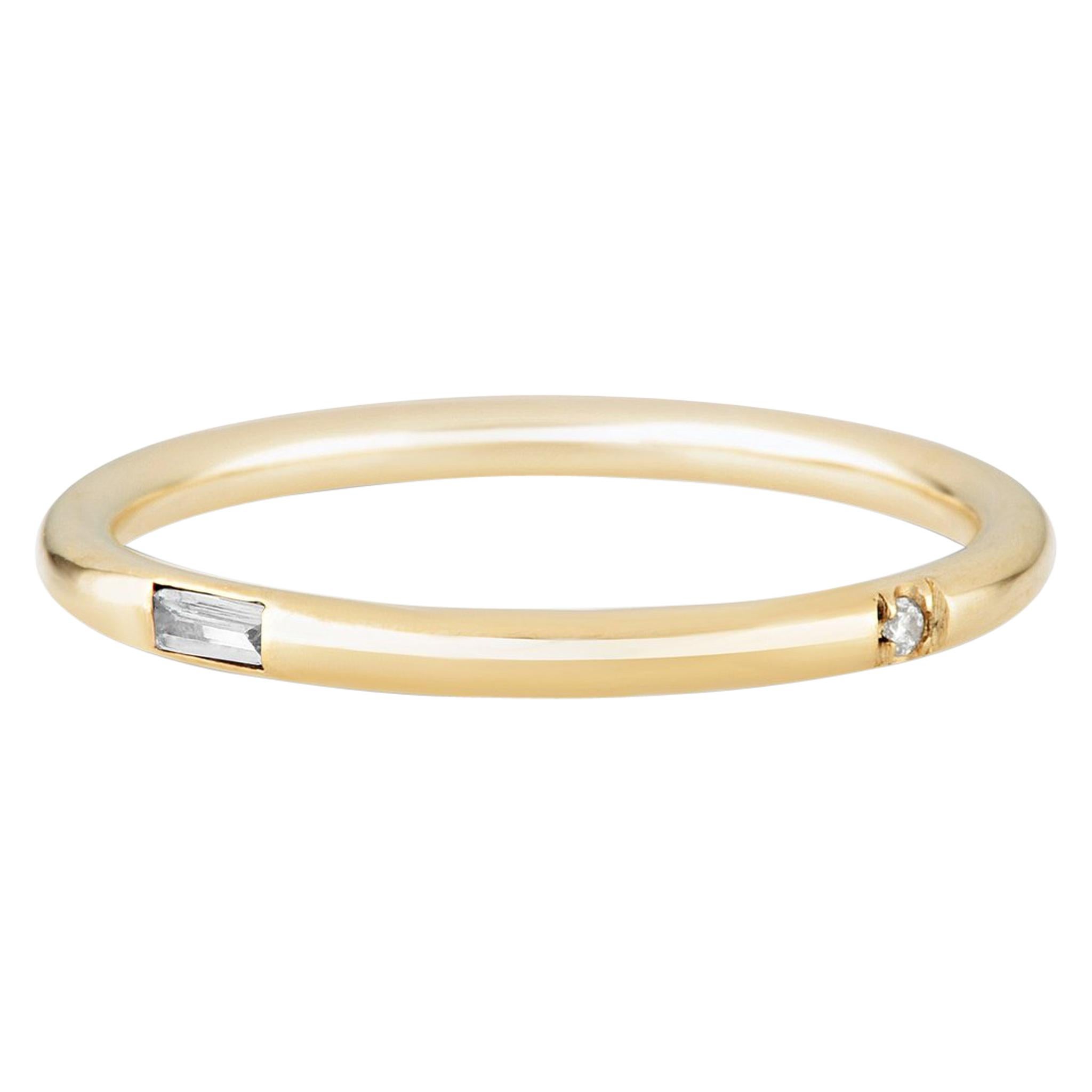 Maniamania Immersion Ring Band in 14 Karat Yellow Gold and White Diamonds For Sale